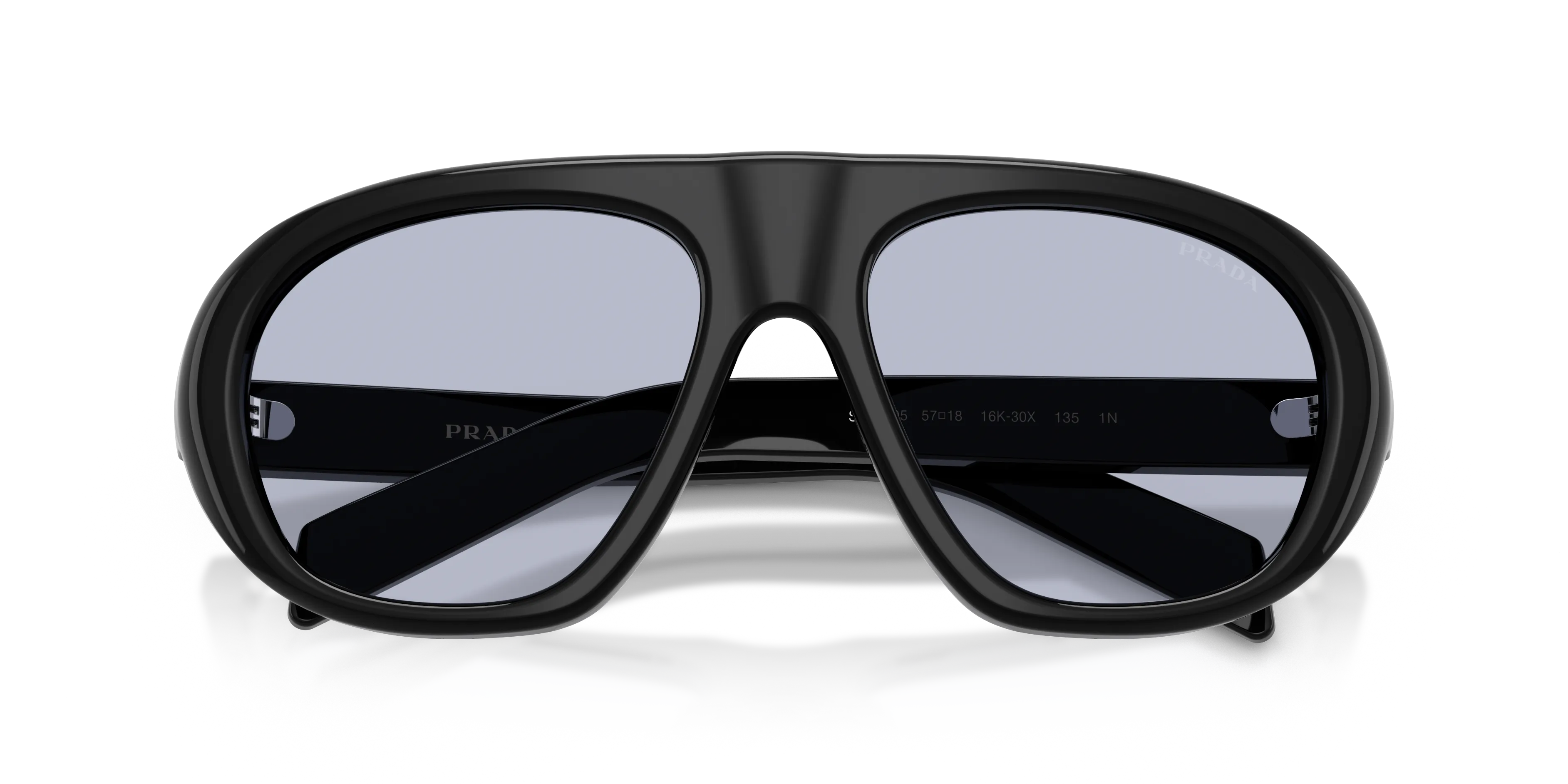 Prada PR C05S 16K30X Occhiali da sole Acetato Nero Blu Geometrica Normale - immagine 2