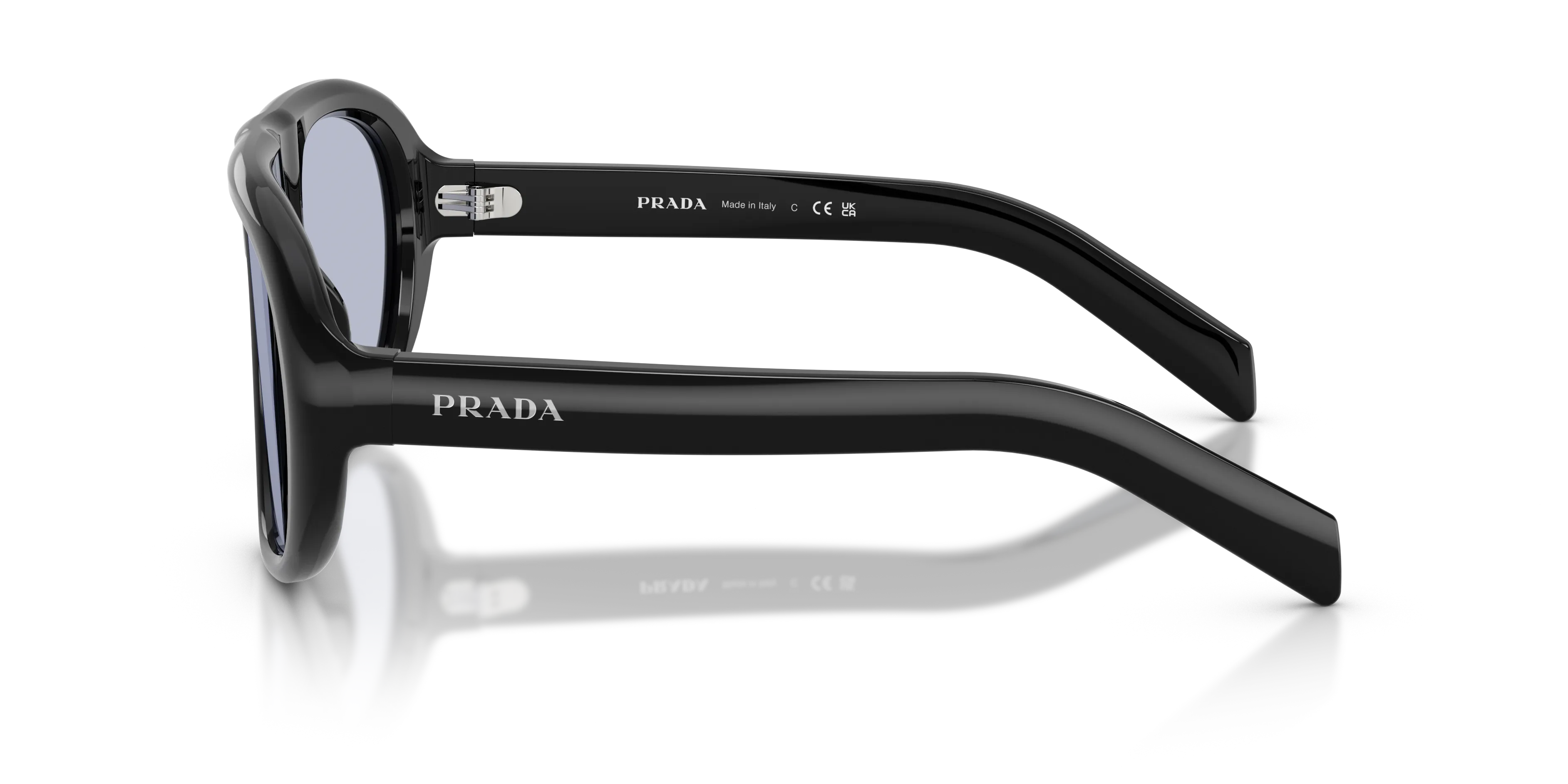Prada PR C05S 16K30X Occhiali da sole Acetato Nero Blu Geometrica Normale - immagine 4