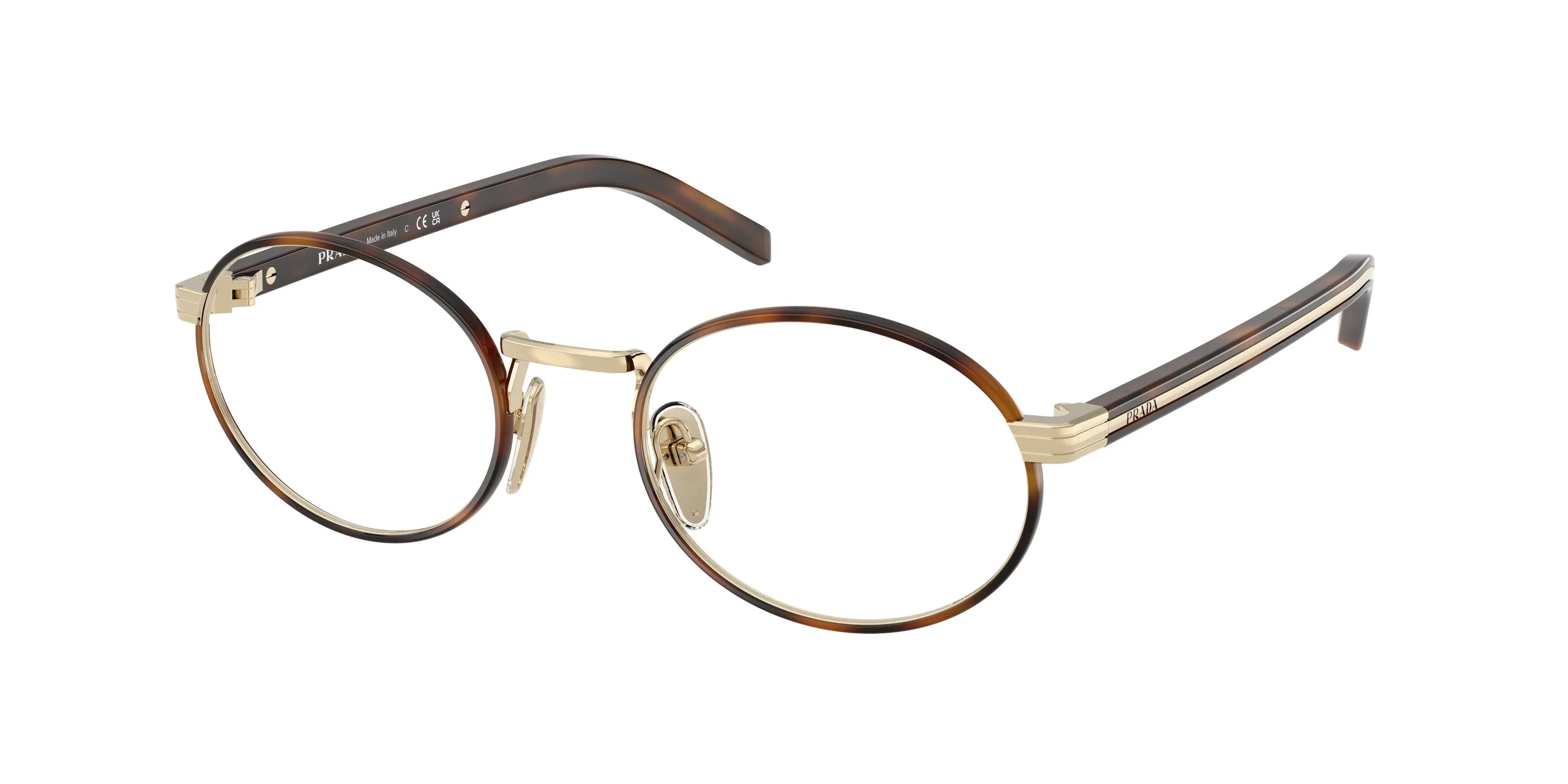 Prada PR B55V 20L1O1 Montature da vista Metallo Tartaruga Trasparente Rotonda Normale - immagine 1