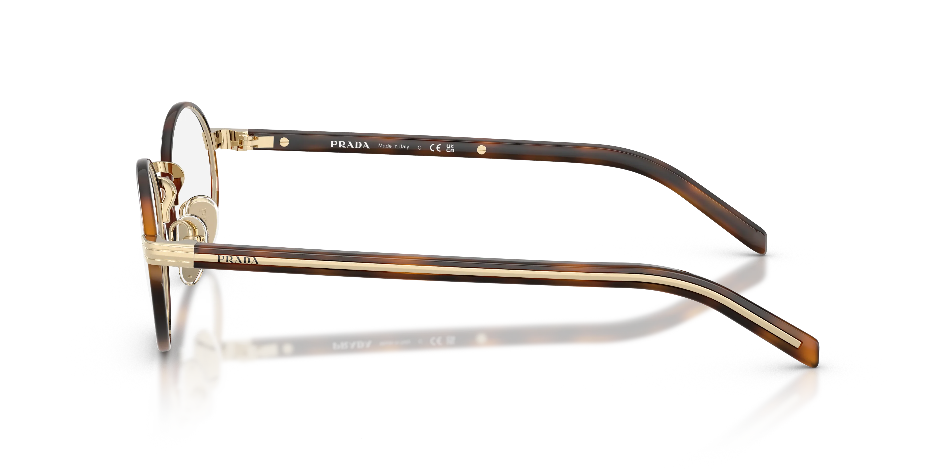 Prada PR B55V 20L1O1 Montature da vista Metallo Tartaruga Trasparente Rotonda Normale - immagine 4