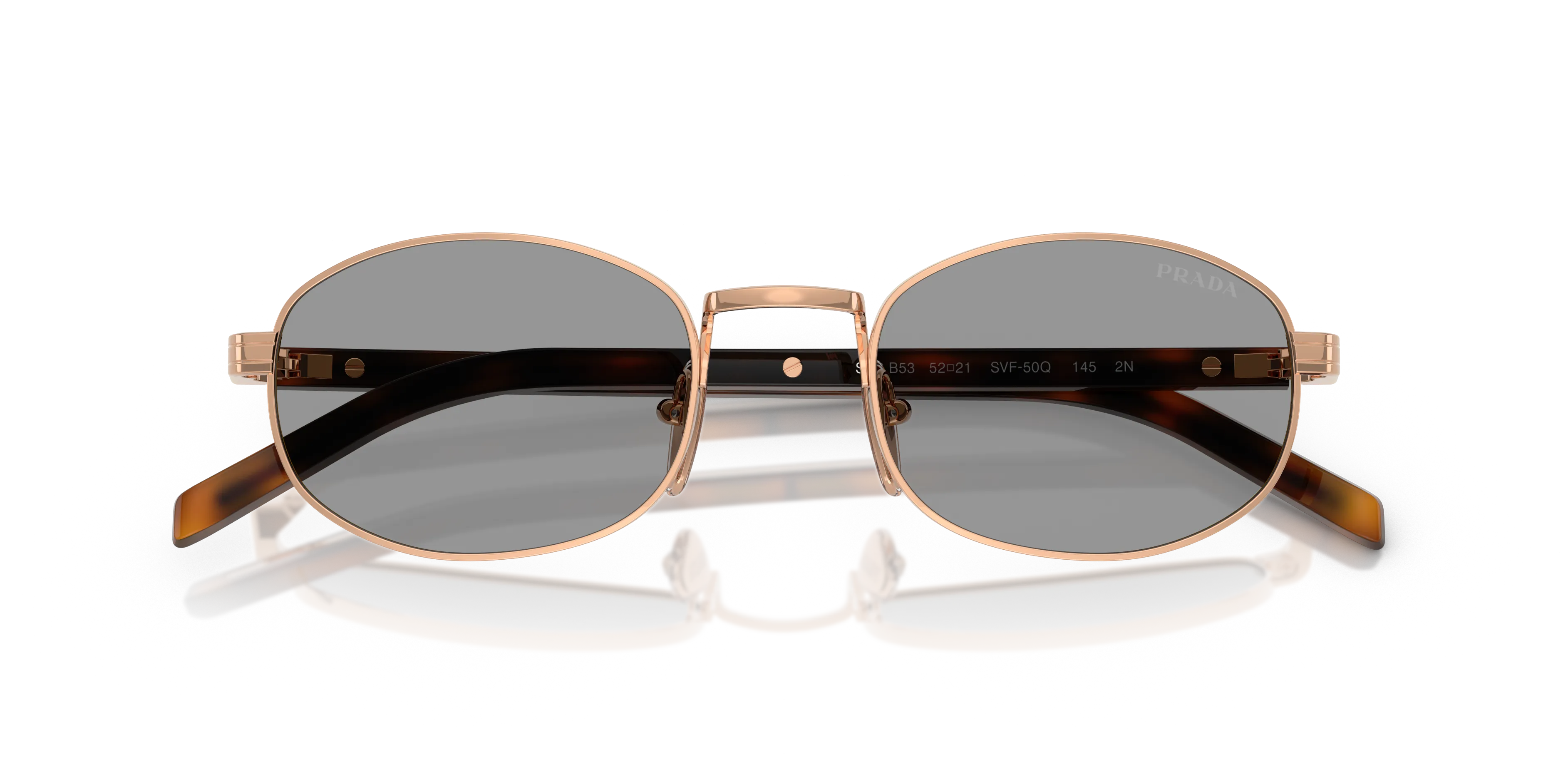Prada PR B53S SVF50Q Occhiali da sole Acciaio Oro Grigio Rotonda Normale - immagine 2