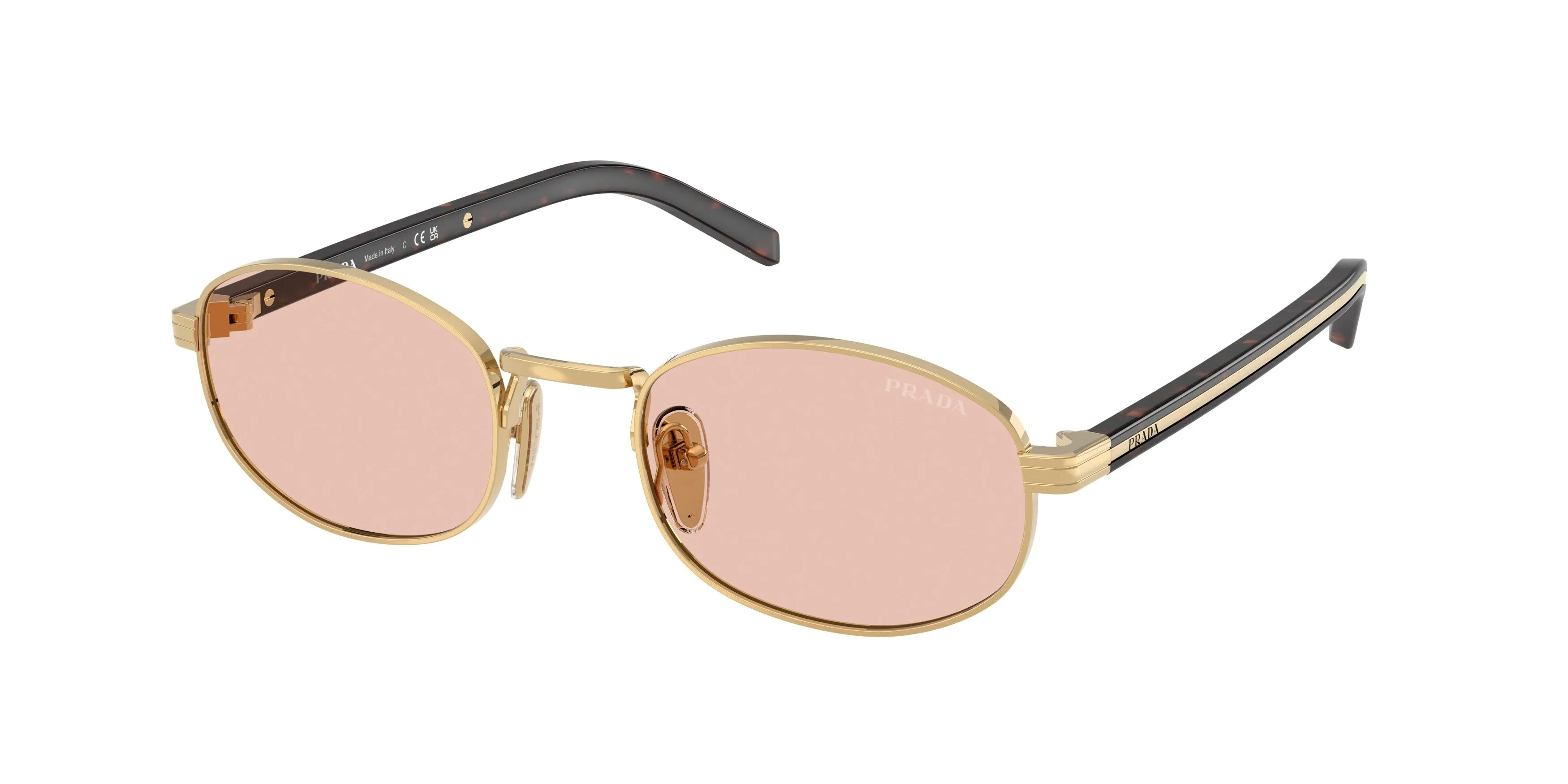 Prada PR B53S 5AK50V Occhiali da sole Acciaio Oro Rosa Rotonda Normale - immagine 1