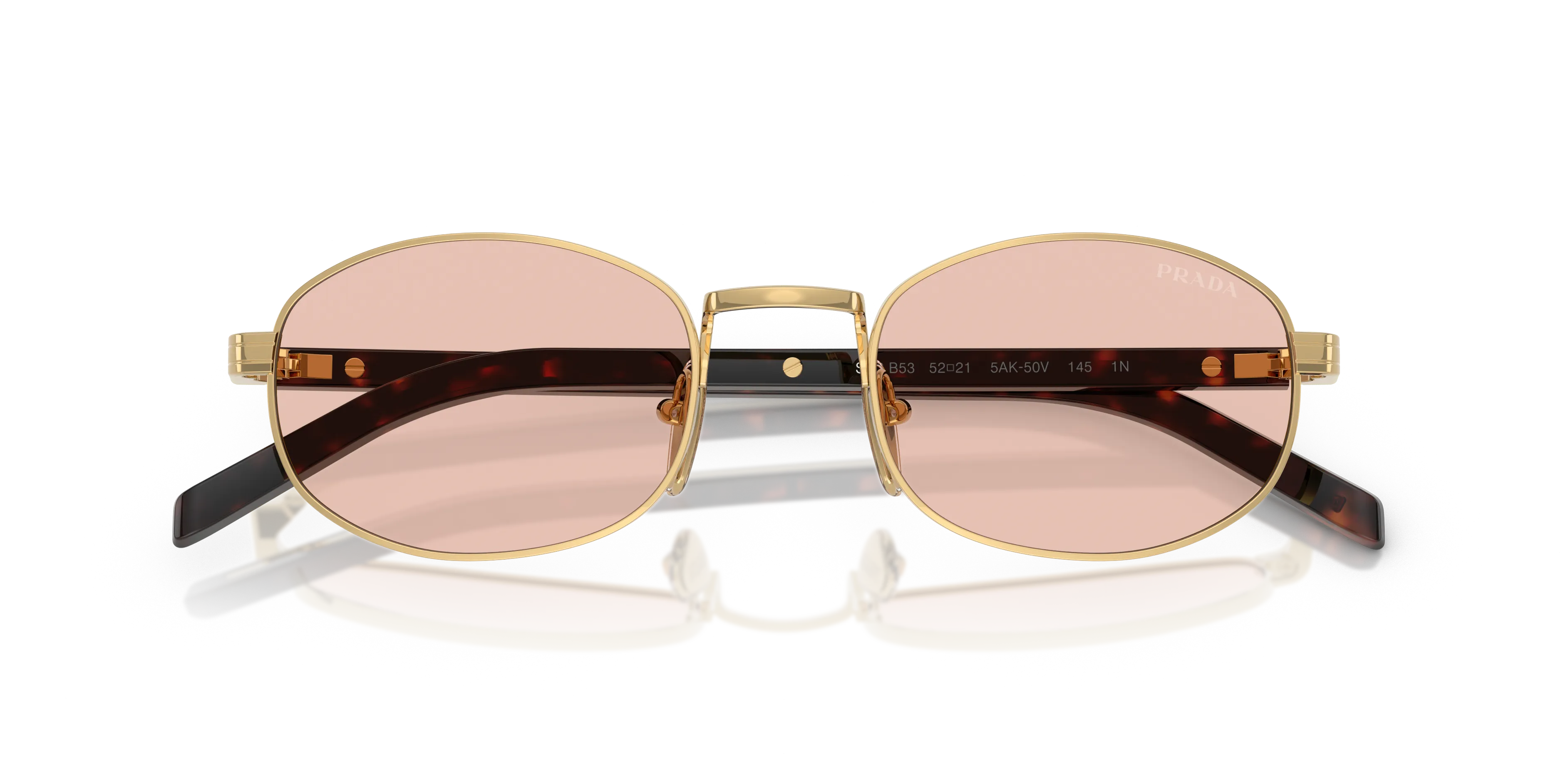 Prada PR B53S 5AK50V Occhiali da sole Acciaio Oro Rosa Rotonda Normale - immagine 2
