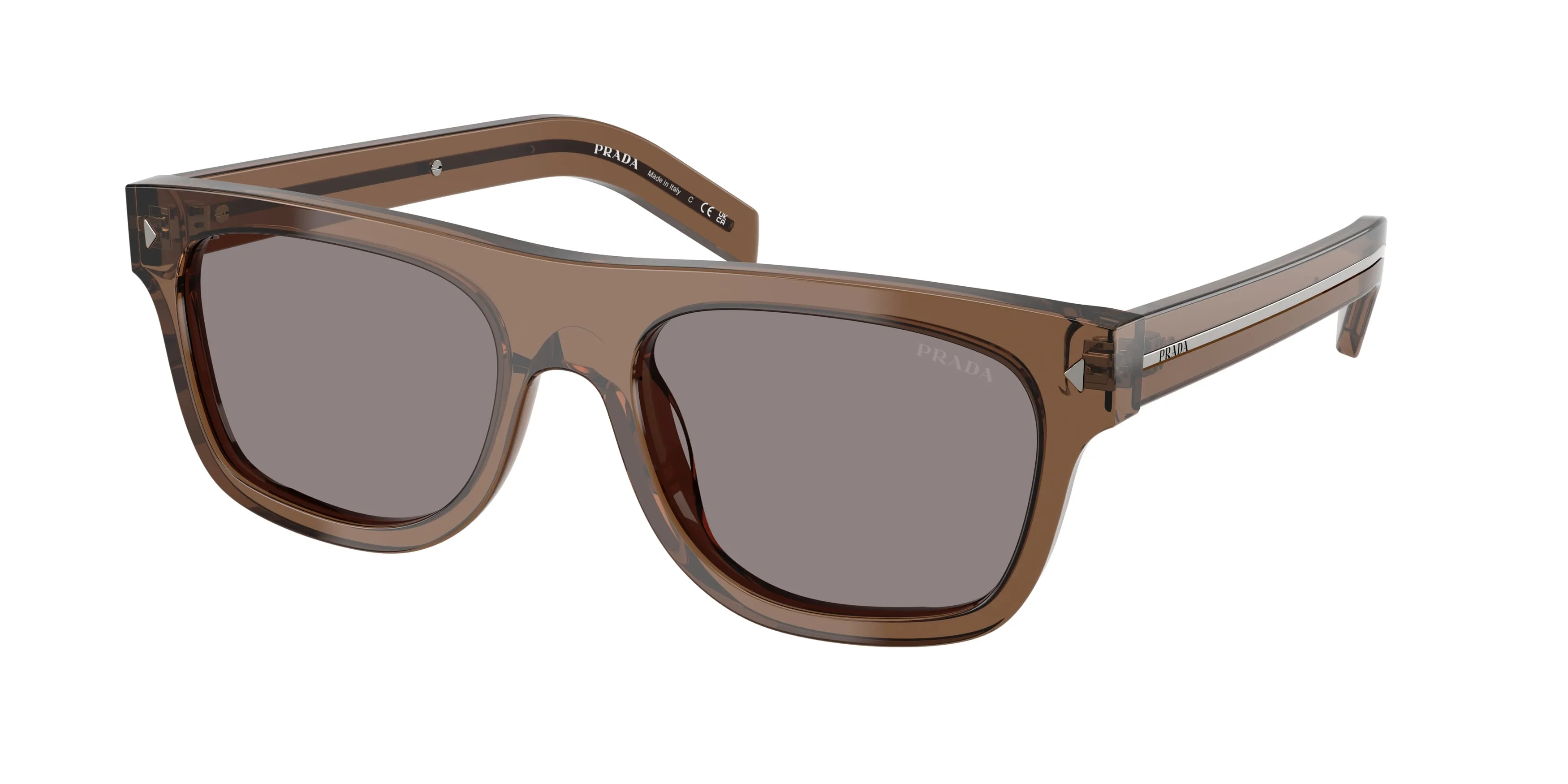 Prada PR B12S 28I03D Occhiali da sole Acetato Trasparente Grigio Pillow Normale - immagine 1