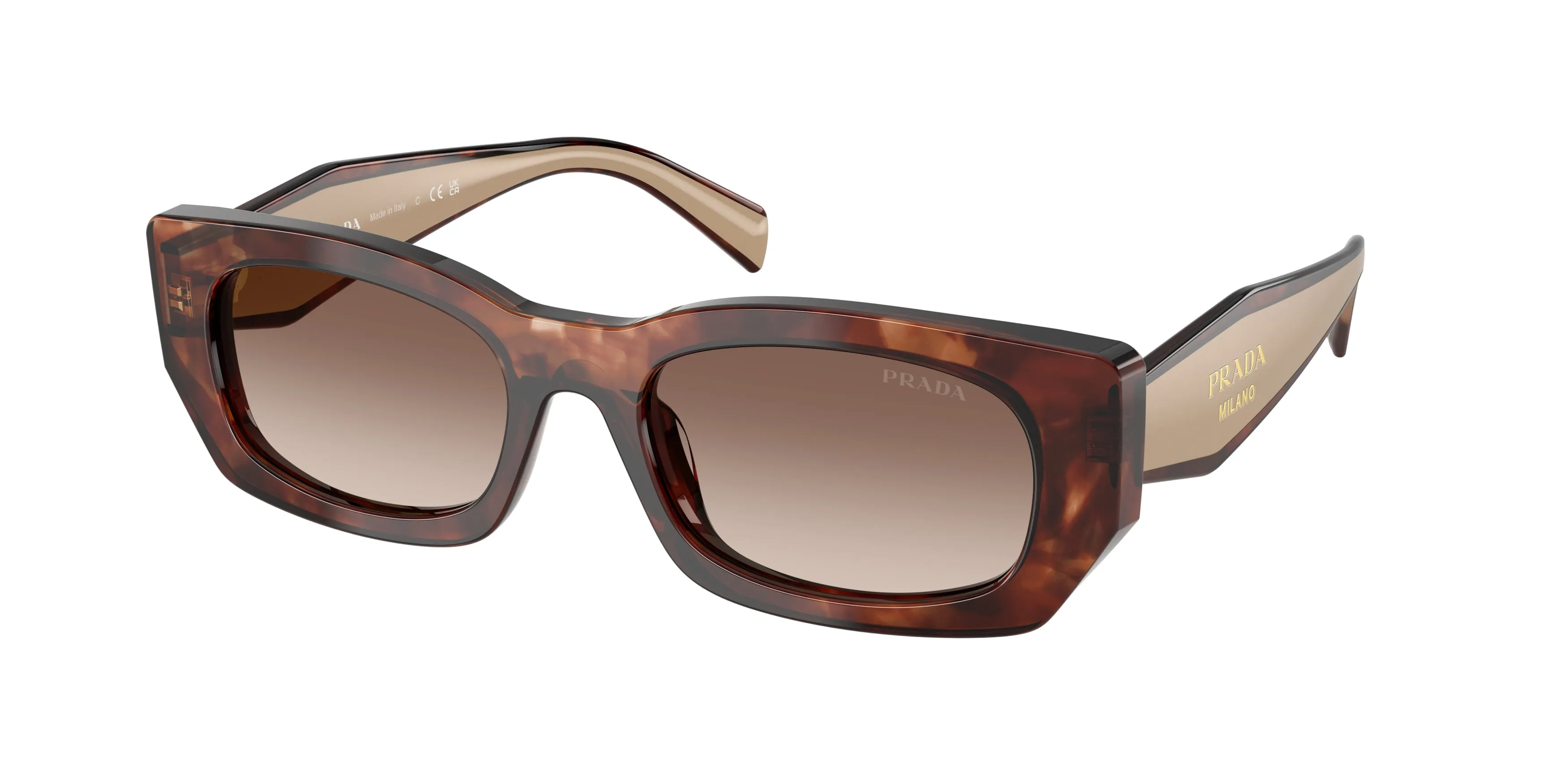 Prada PR B05S 00K10S Occhiali da sole Acetato Tartaruga Marrone Pillow Normale Sfumato - immagine 1
