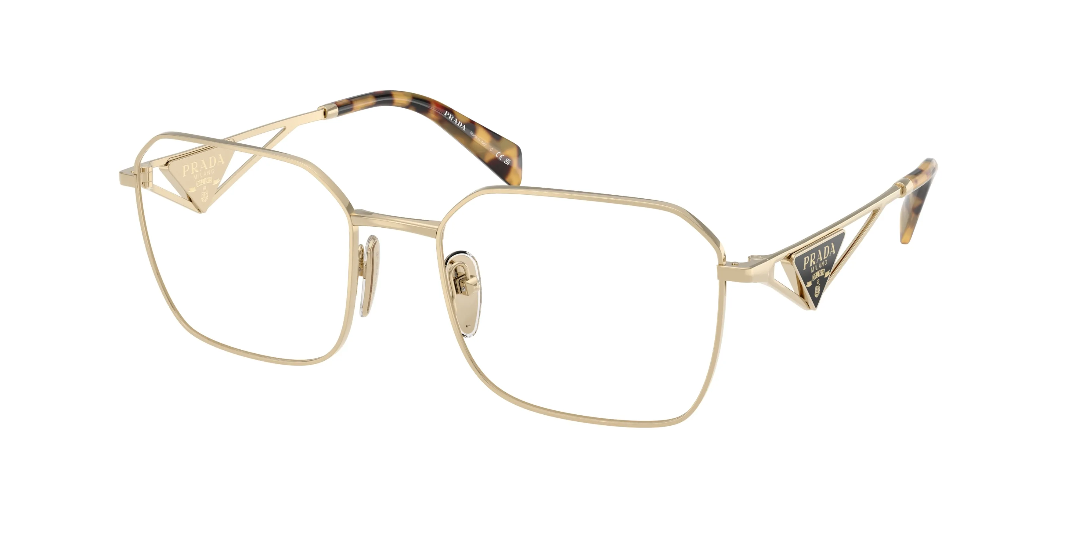 Prada PR A51V 14N1O1 Montature da vista Acciaio Oro Trasparente Geometrica Normale - immagine 1