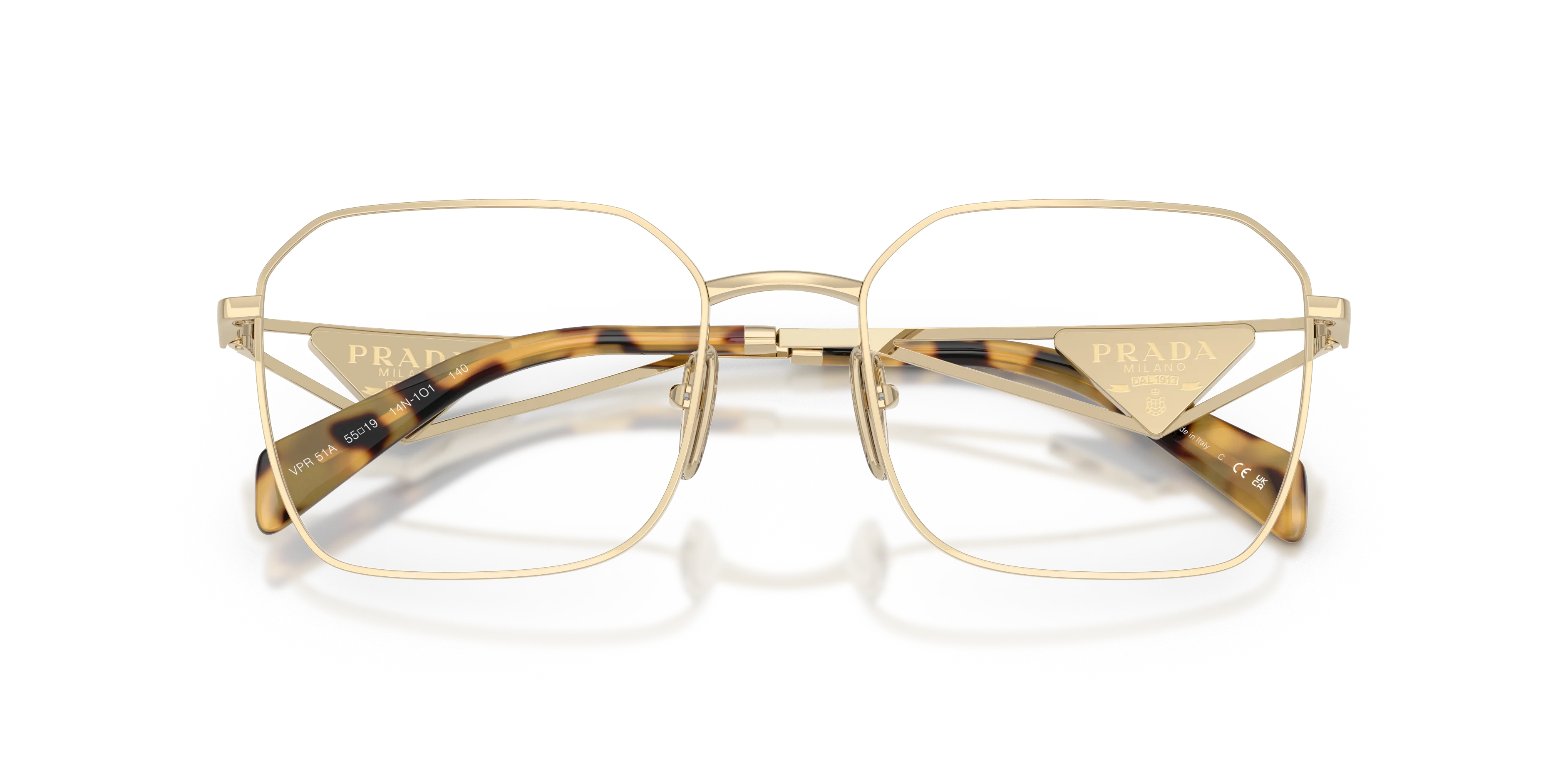 Prada PR A51V 14N1O1 Montature da vista Acciaio Oro Trasparente Geometrica Normale - immagine 2