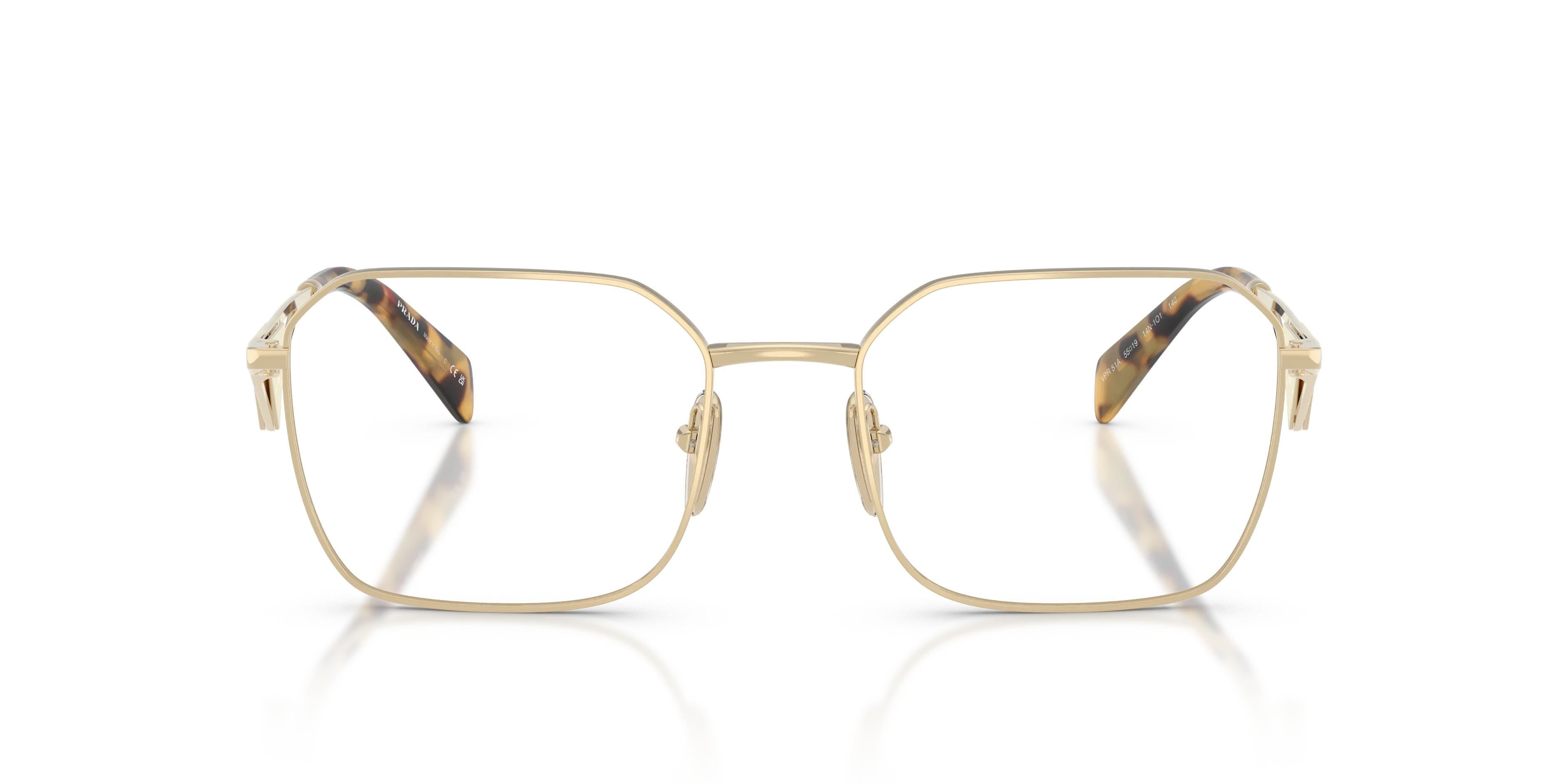 Prada PR A51V 14N1O1 Montature da vista Acciaio Oro Trasparente Geometrica Normale - immagine 3