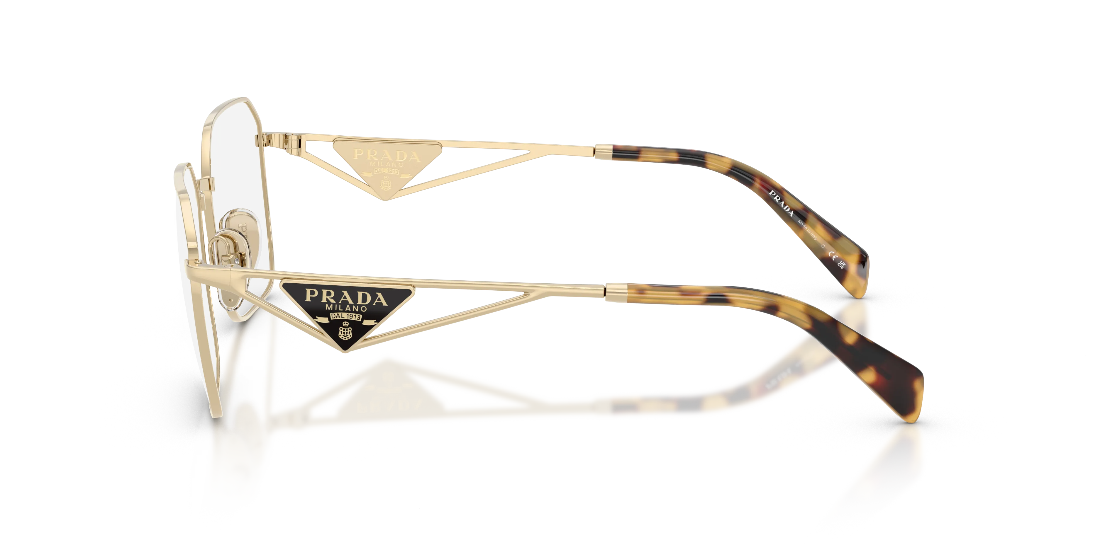 Prada PR A51V 14N1O1 Montature da vista Acciaio Oro Trasparente Geometrica Normale - immagine 4
