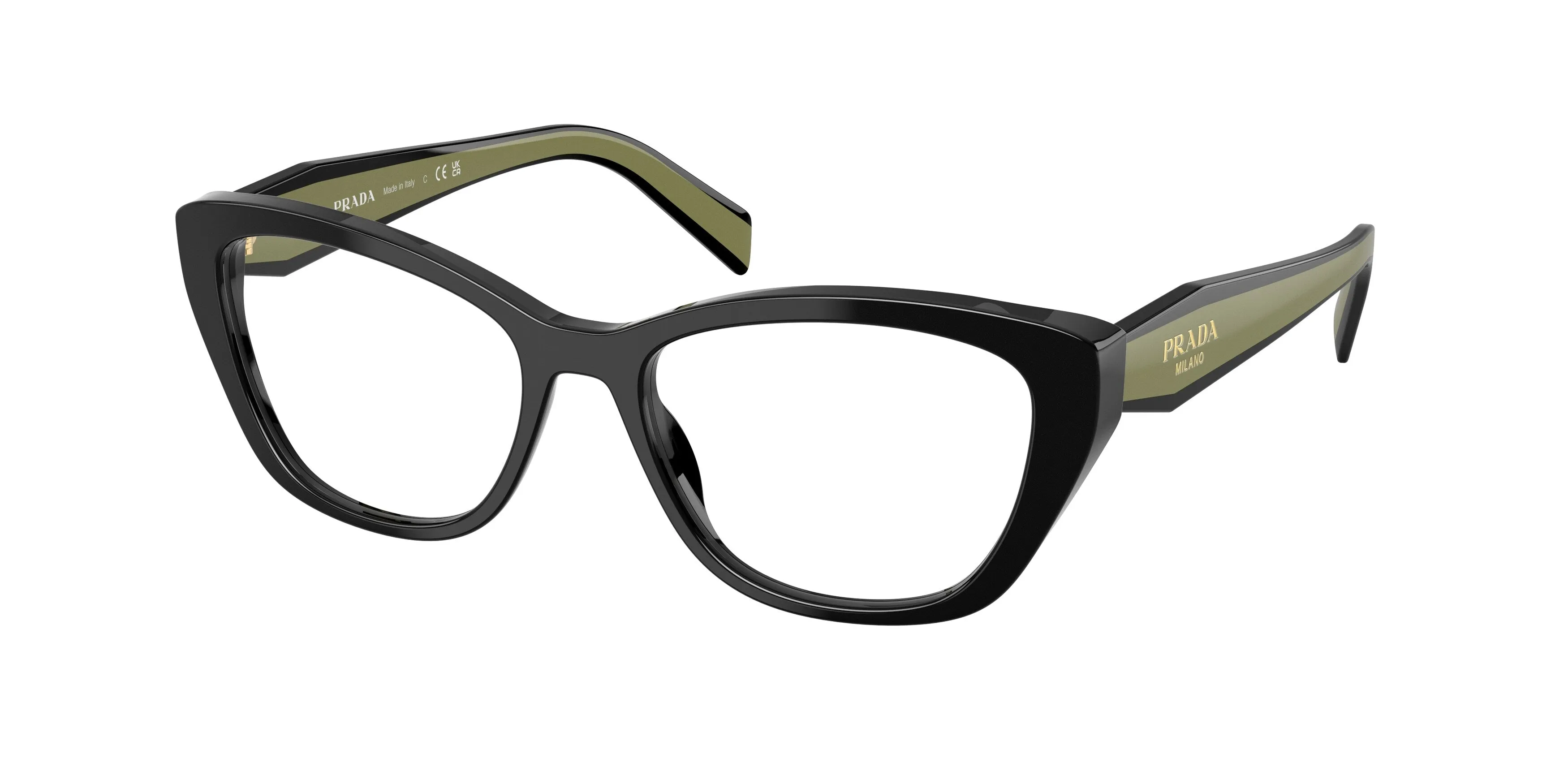 Prada PR 19WV 03K1O1 Montature da vista Acetato Nero Trasparente Cat Eye Normale - immagine 1