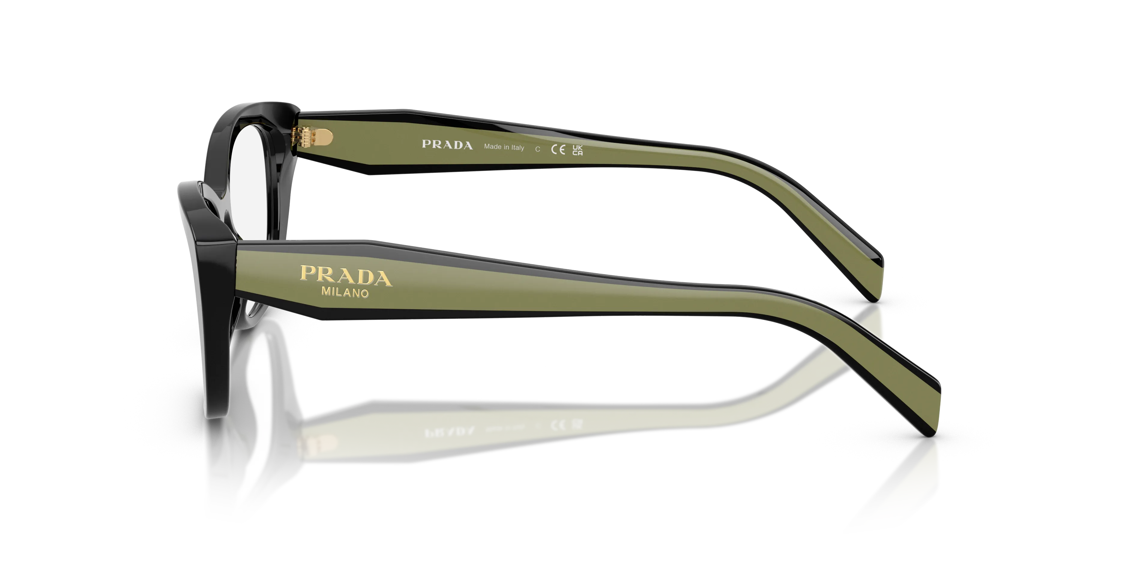 Prada PR 19WV 03K1O1 Montature da vista Acetato Nero Trasparente Cat Eye Normale - immagine 4