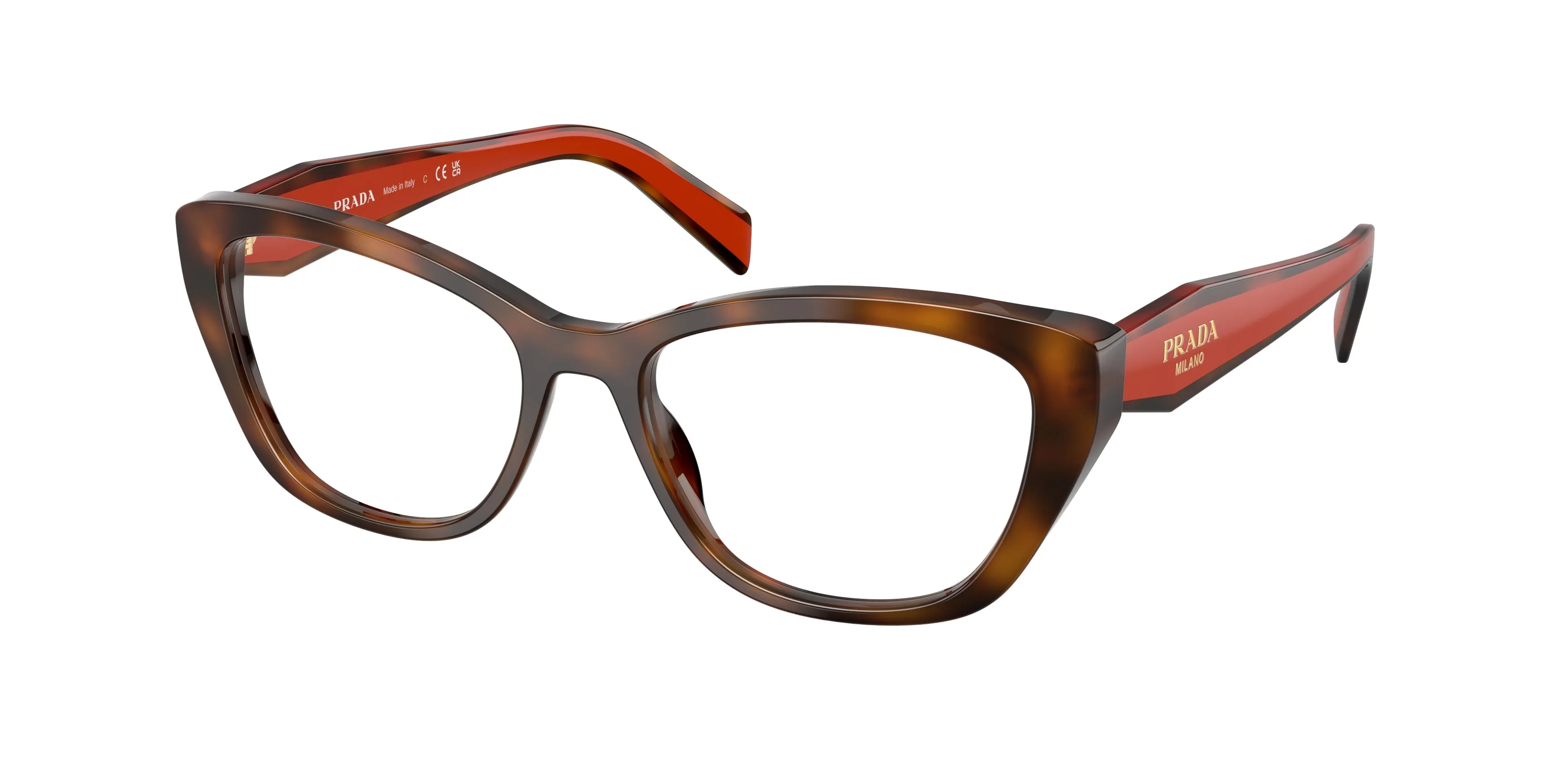 Prada PR 19WV 01K1O1 Montature da vista Acetato Tartaruga Trasparente Cat Eye Normale - immagine 1