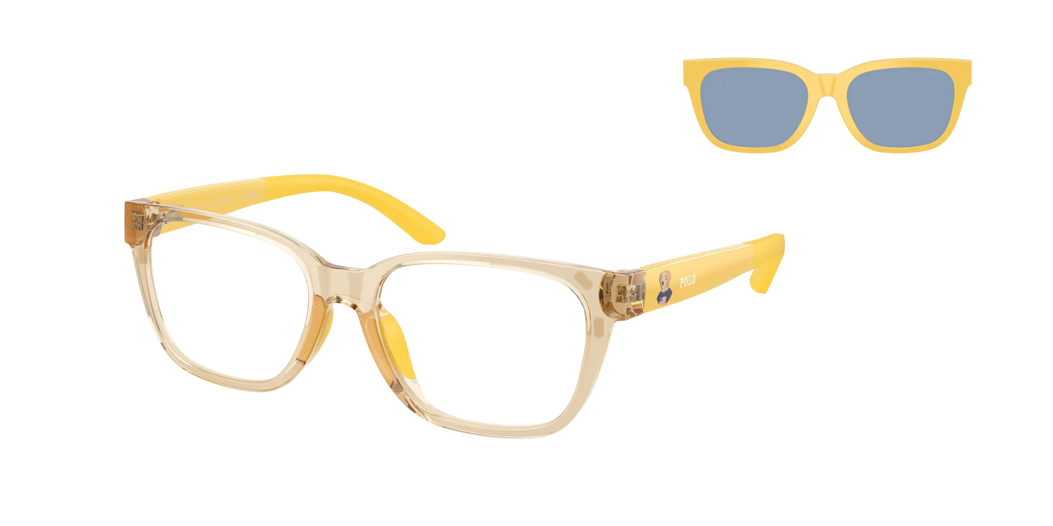 Polo Ralph Lauren PP9511U 575672 Occhiali da sole bambino Iniettato Giallo Trasparente Squadrata Normale - immagine 1