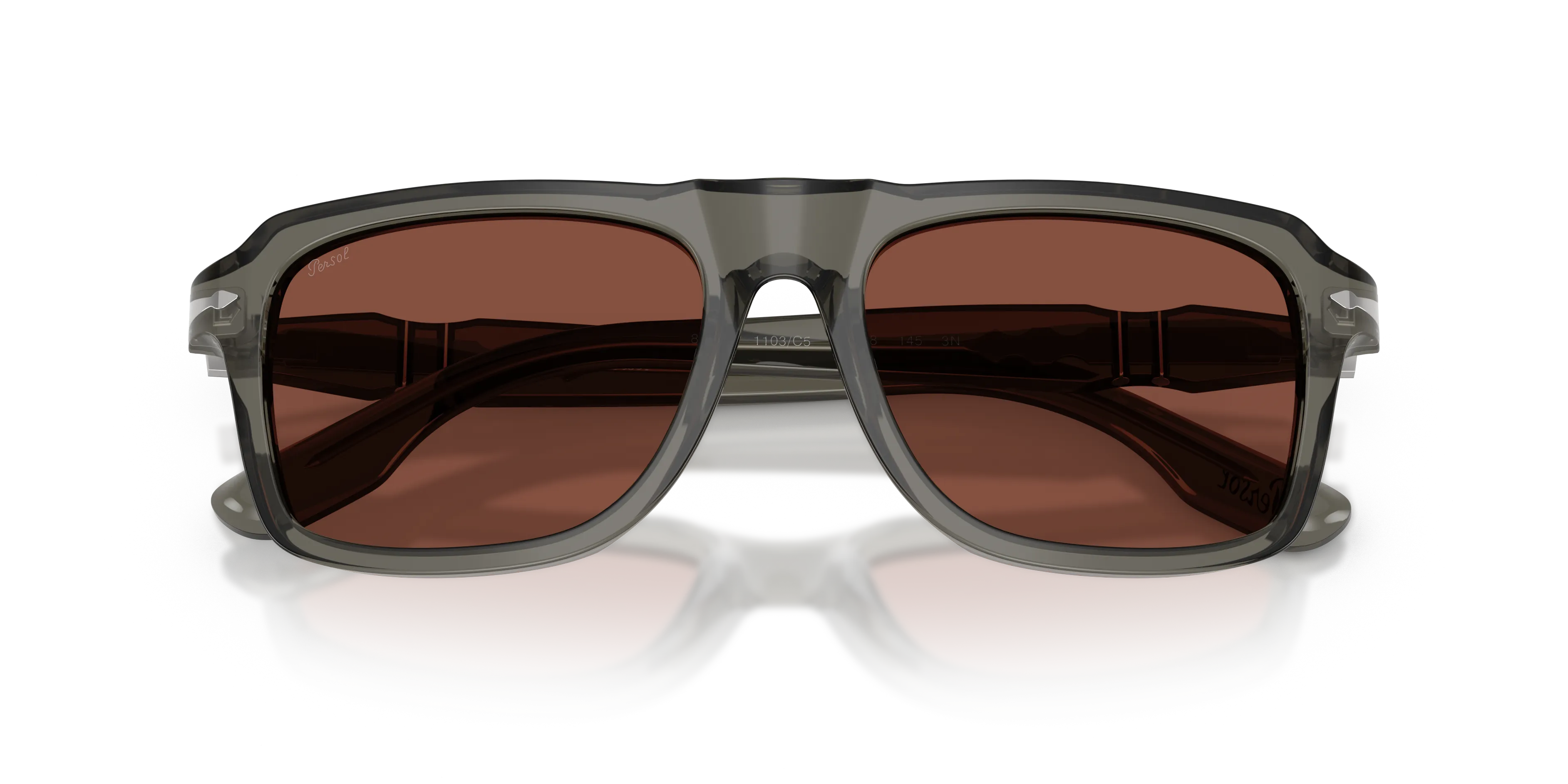 Persol PO8002S 1103C5 Occhiali da sole Acetato Grigio Rosso Squadrata Normale - immagine 2