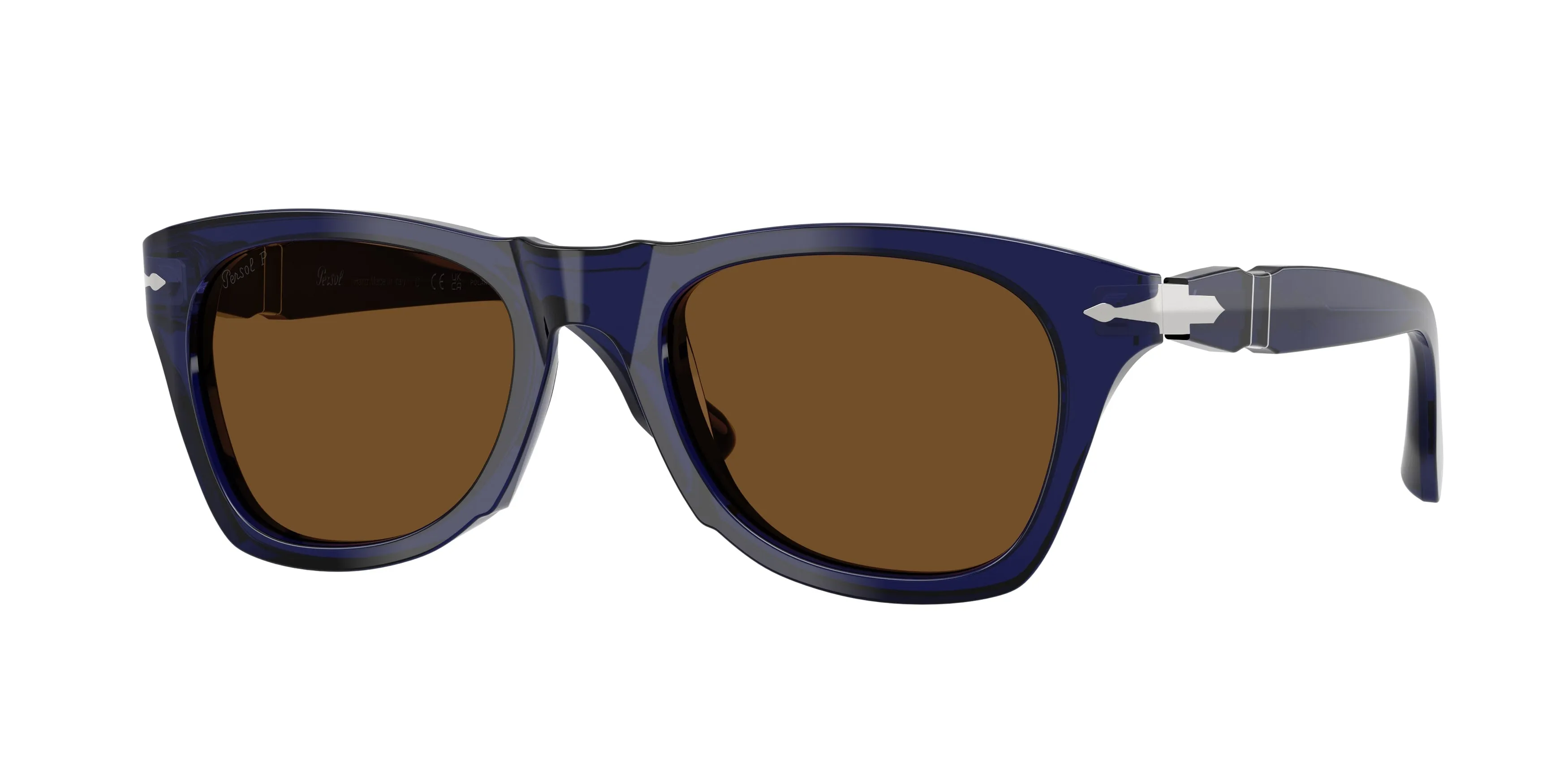 Persol PO8001S 181/57 Occhiali da sole Acetato Blu Marrone Pantos Polarizzata - immagine 1