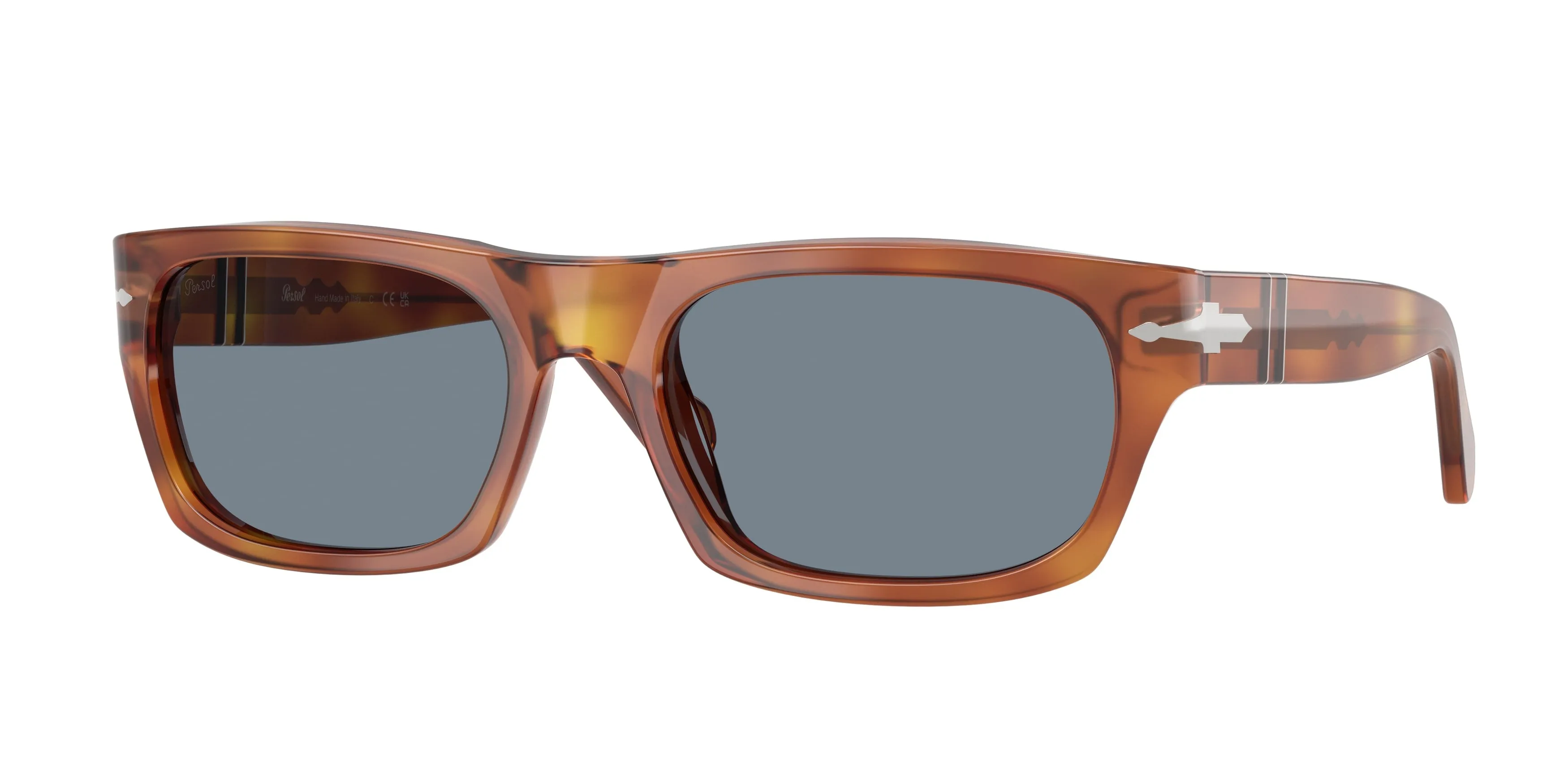 Persol PO3398S 96/56 Occhiali da sole Acetato Marrone Blu Squadrata Normale - immagine 1