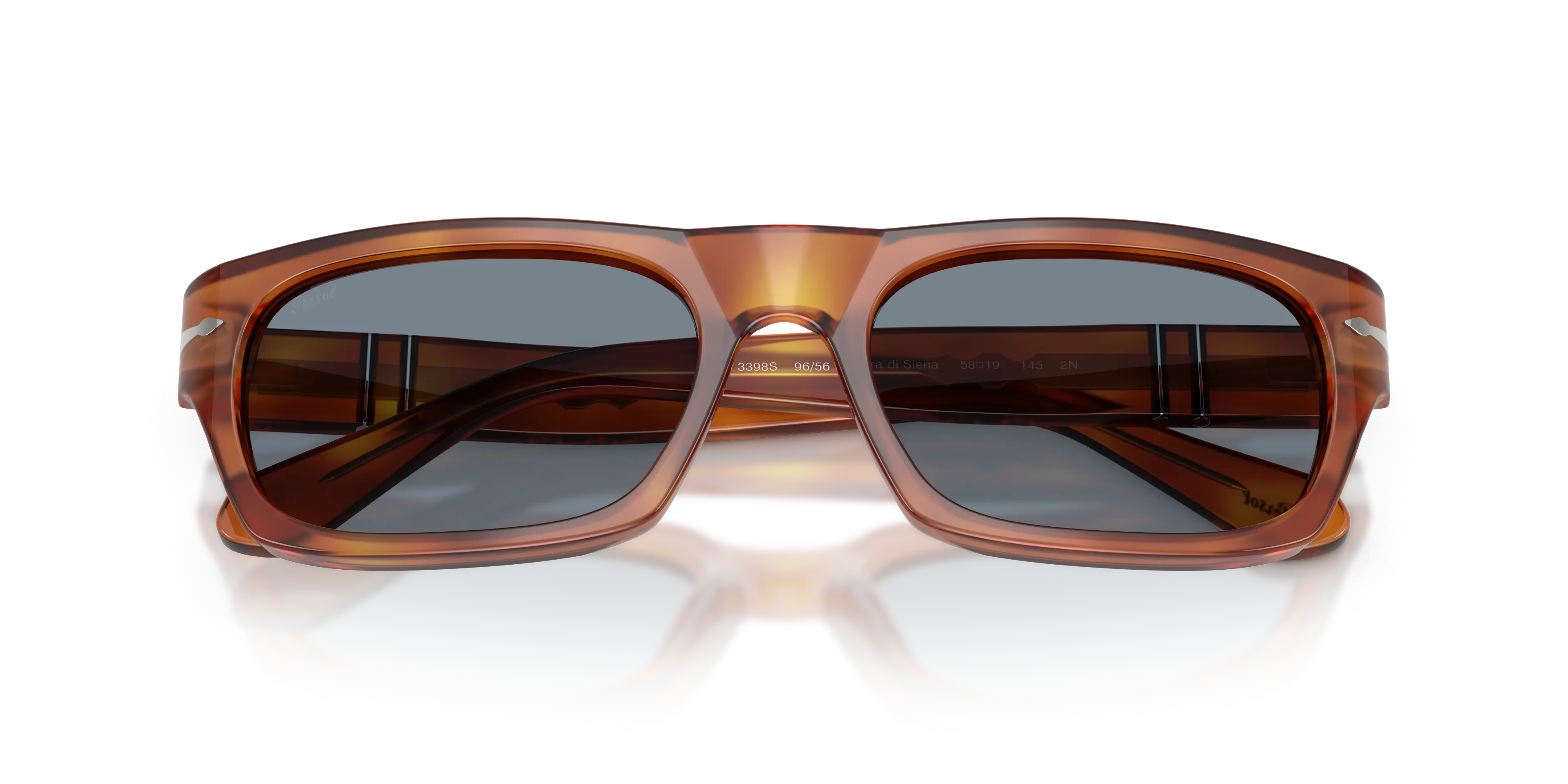 Persol PO3398S 96/56 Occhiali da sole Acetato Marrone Blu Squadrata Normale - immagine 2