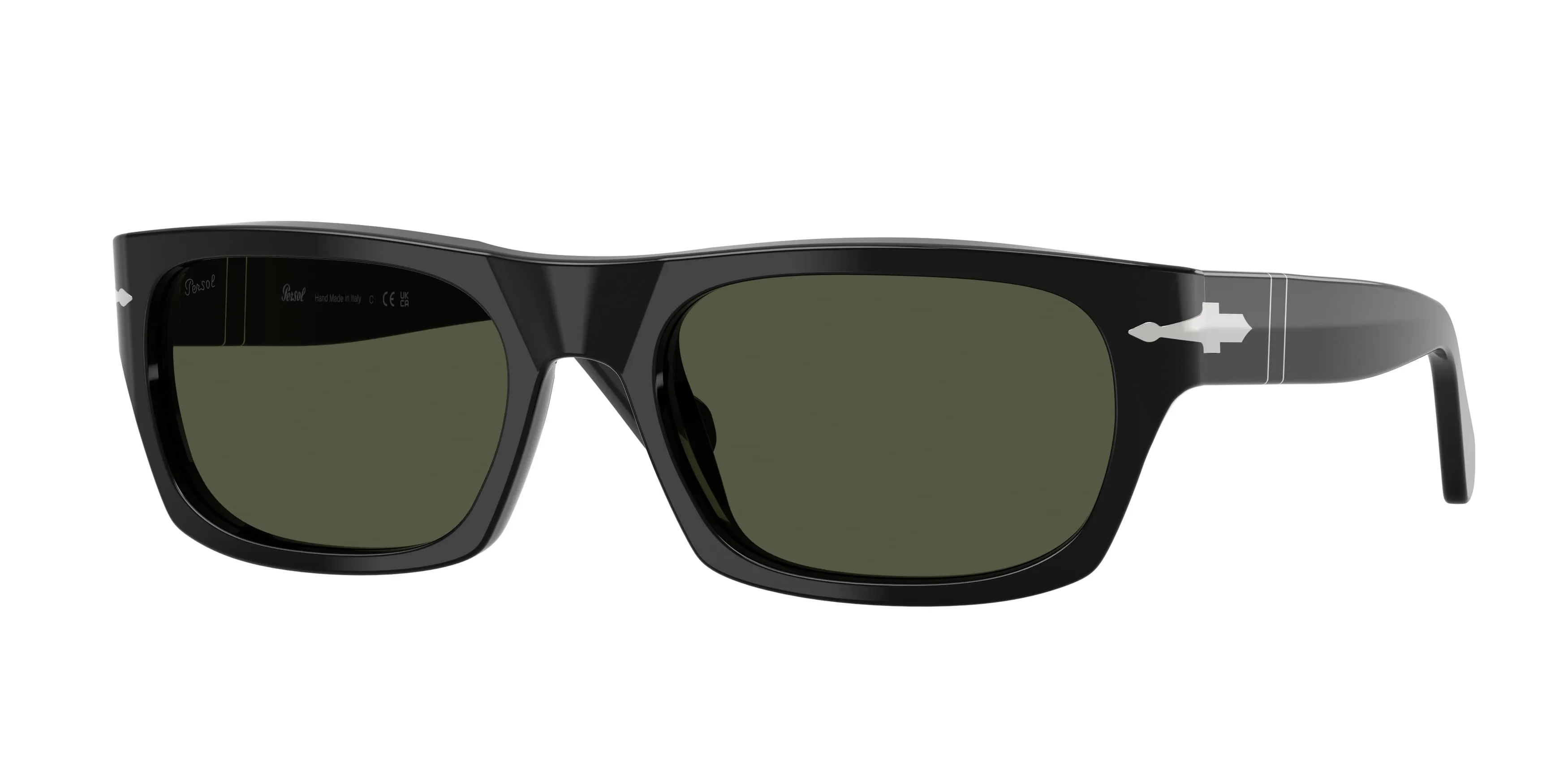 Persol PO3398S 95/31 Occhiali da sole Acetato Nero Verde Squadrata Normale - immagine 1