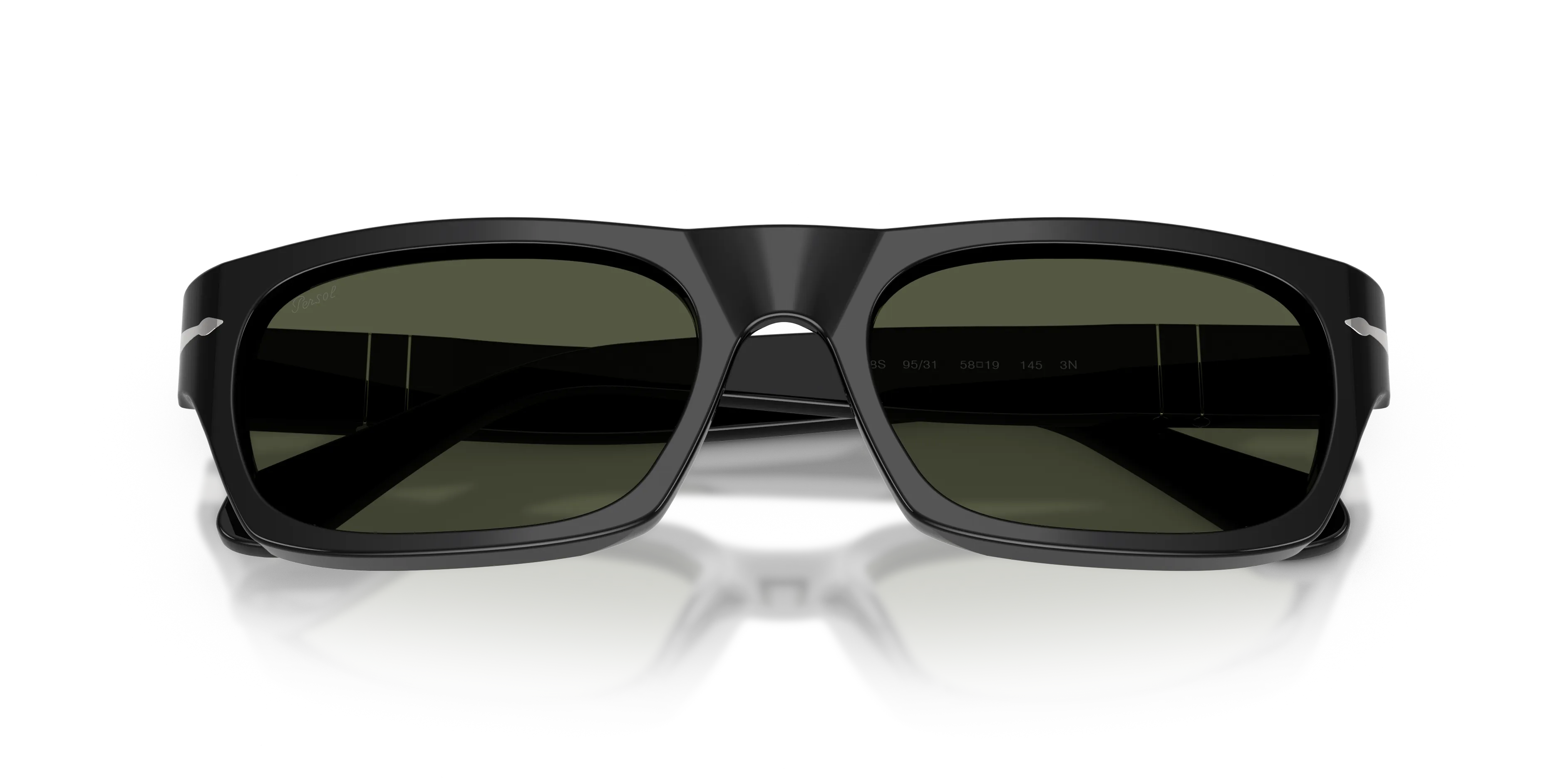 Persol PO3398S 95/31 Occhiali da sole Acetato Nero Verde Squadrata Normale - immagine 2