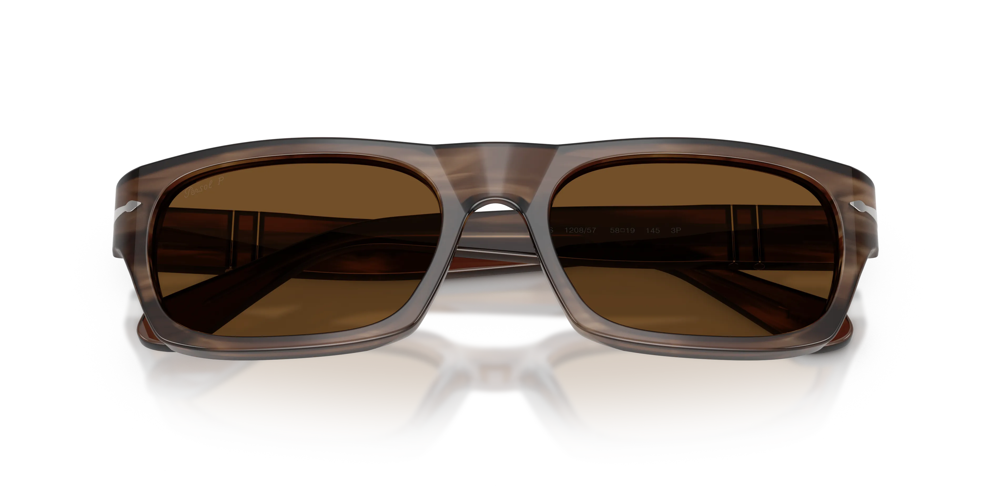 Persol PO3398S 120857 Occhiali da sole Acetato Tartaruga Marrone Squadrata Polarizzata - immagine 2