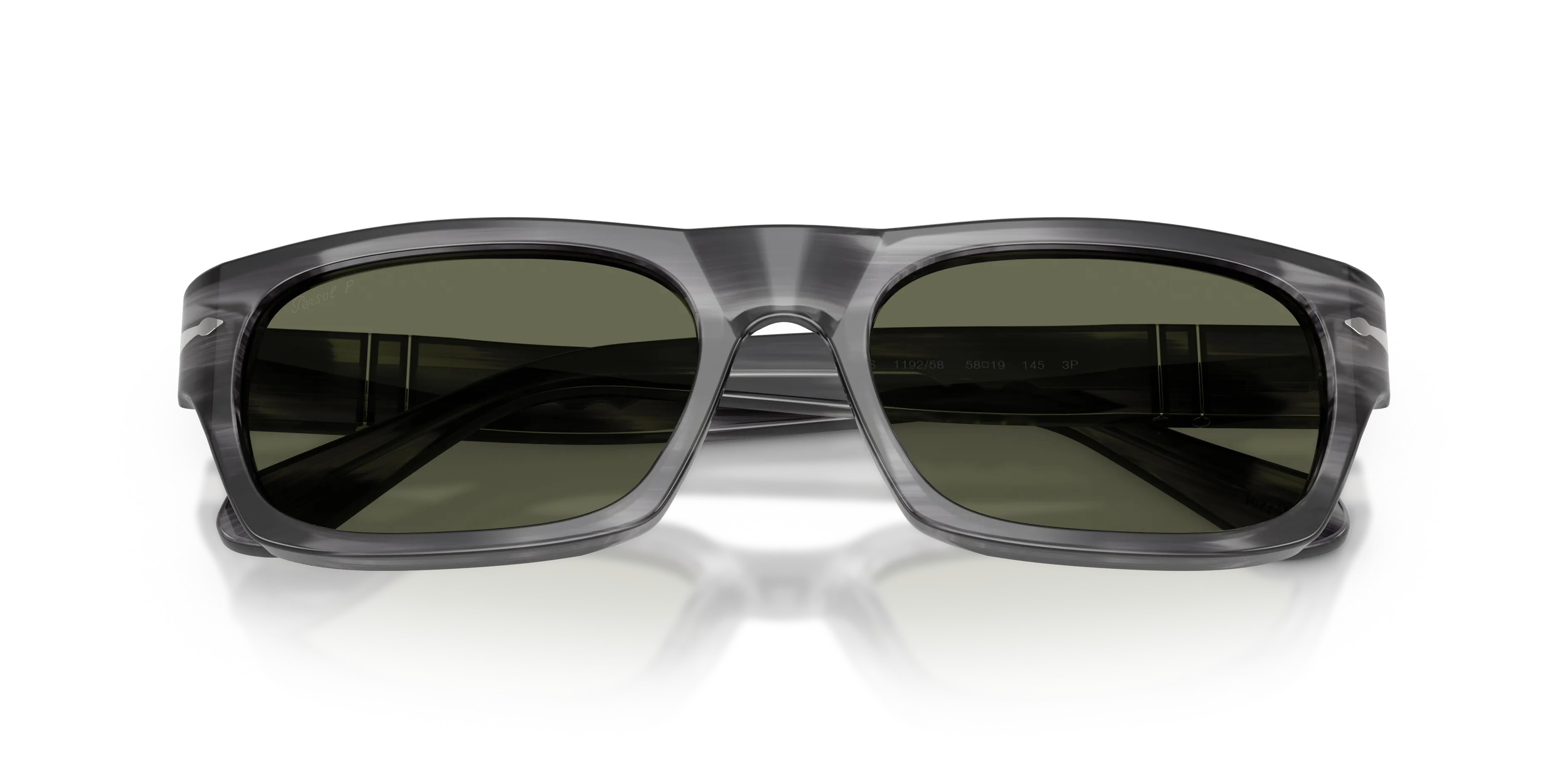 Persol PO3398S 119258 Occhiali da sole Acetato Grigio Verde Squadrata Polarizzata - immagine 2