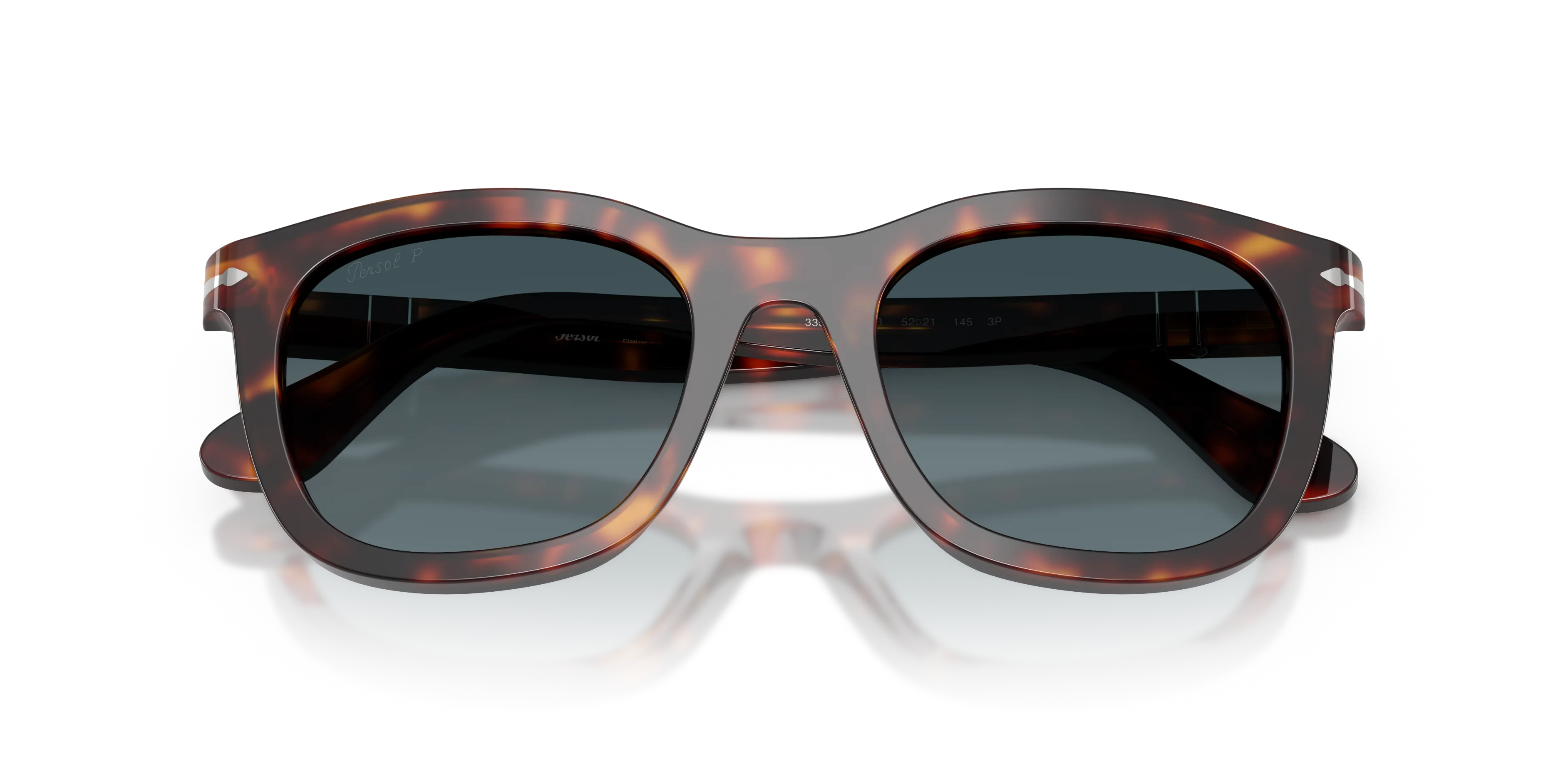Persol PO3395S 24/S3 Occhiali da sole Acetato Tartaruga Blu Pantos Polarizzata Sfumato - immagine 2