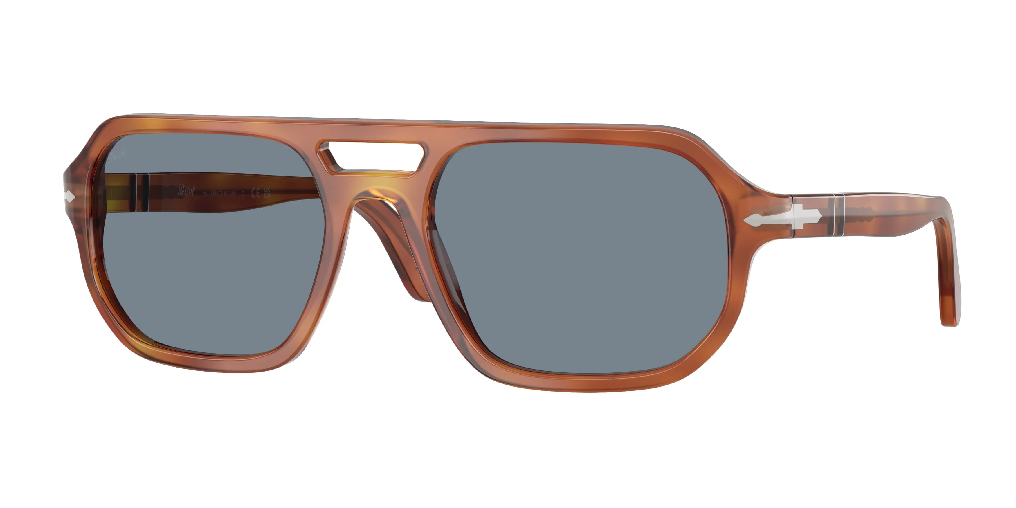 Persol PO3393S GUIDO 96/56 Occhiali da sole Acetato Marrone Blu Pillow Normale - immagine 1