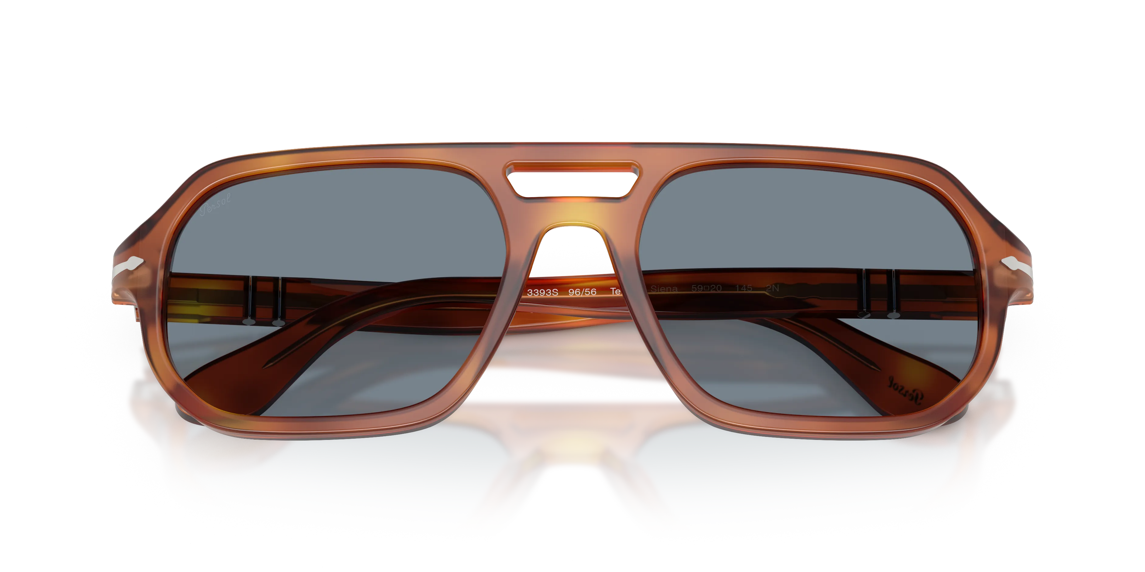 Persol PO3393S GUIDO 96/56 Occhiali da sole Acetato Marrone Blu Pillow Normale - immagine 2