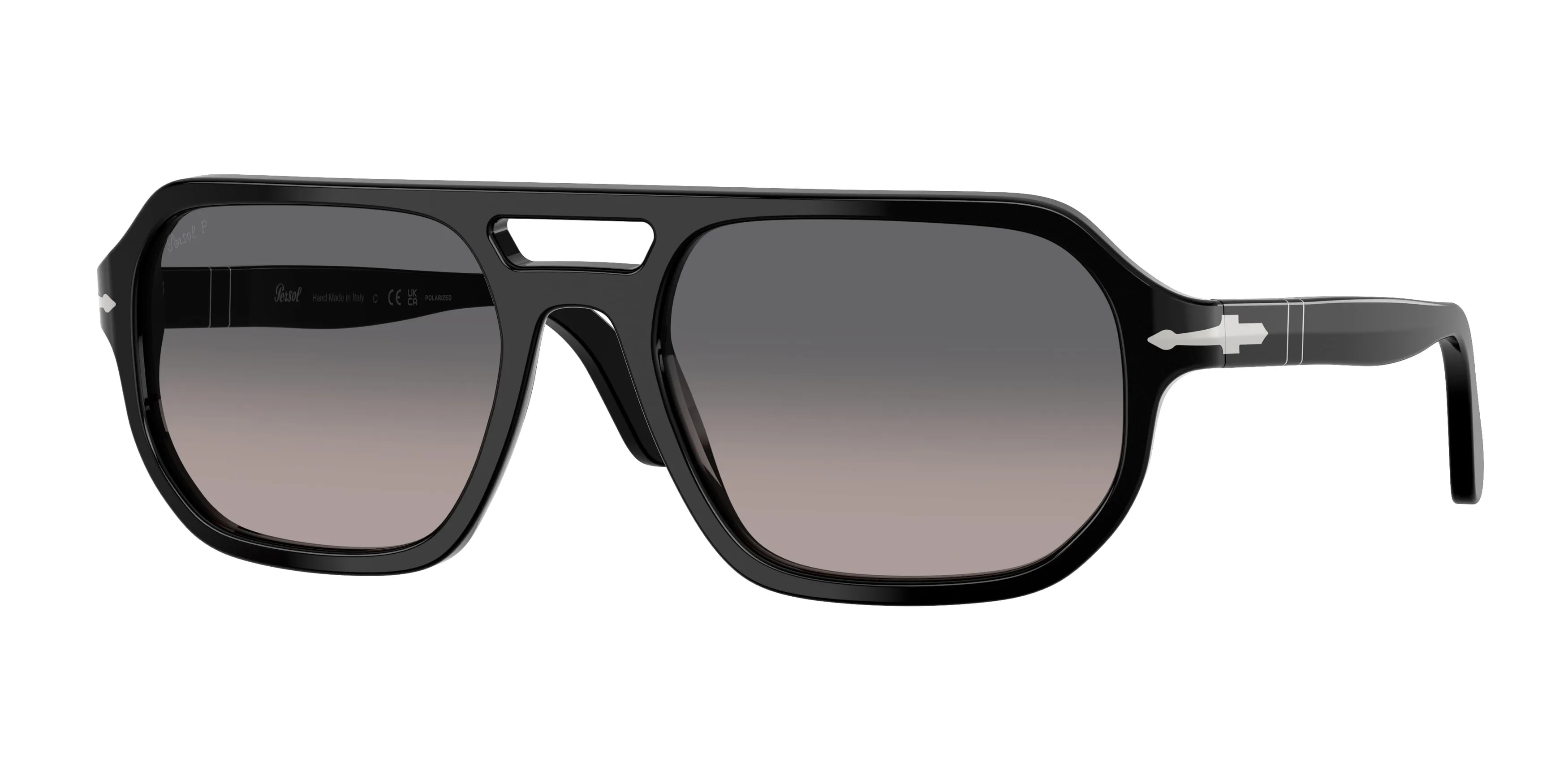 Persol PO3393S GUIDO 95/M3 Occhiali da sole Acetato Nero Grigio Pillow Polarizzata Sfumato - immagine 1