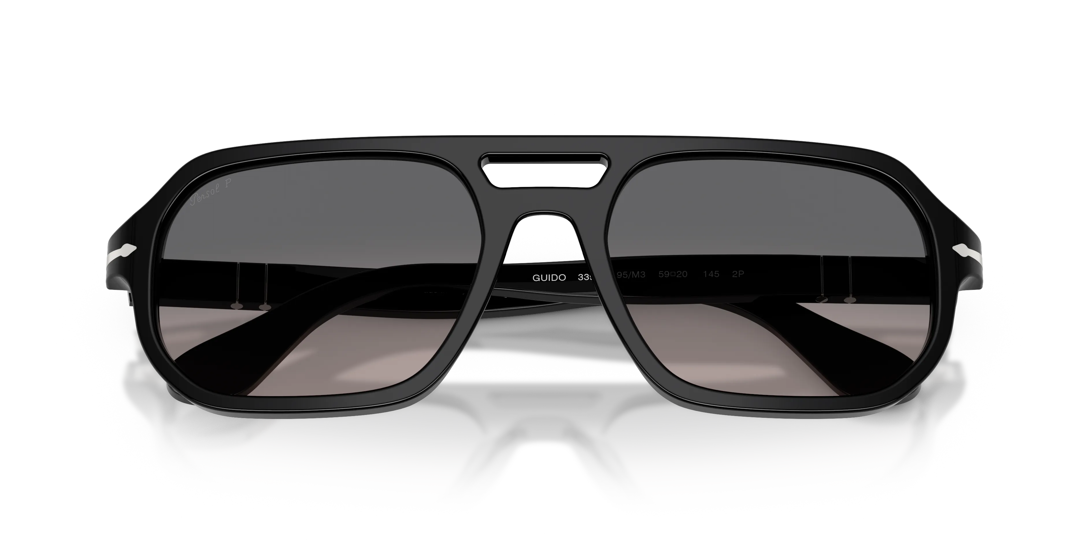 Persol PO3393S GUIDO 95/M3 Occhiali da sole Acetato Nero Grigio Pillow Polarizzata Sfumato - immagine 2