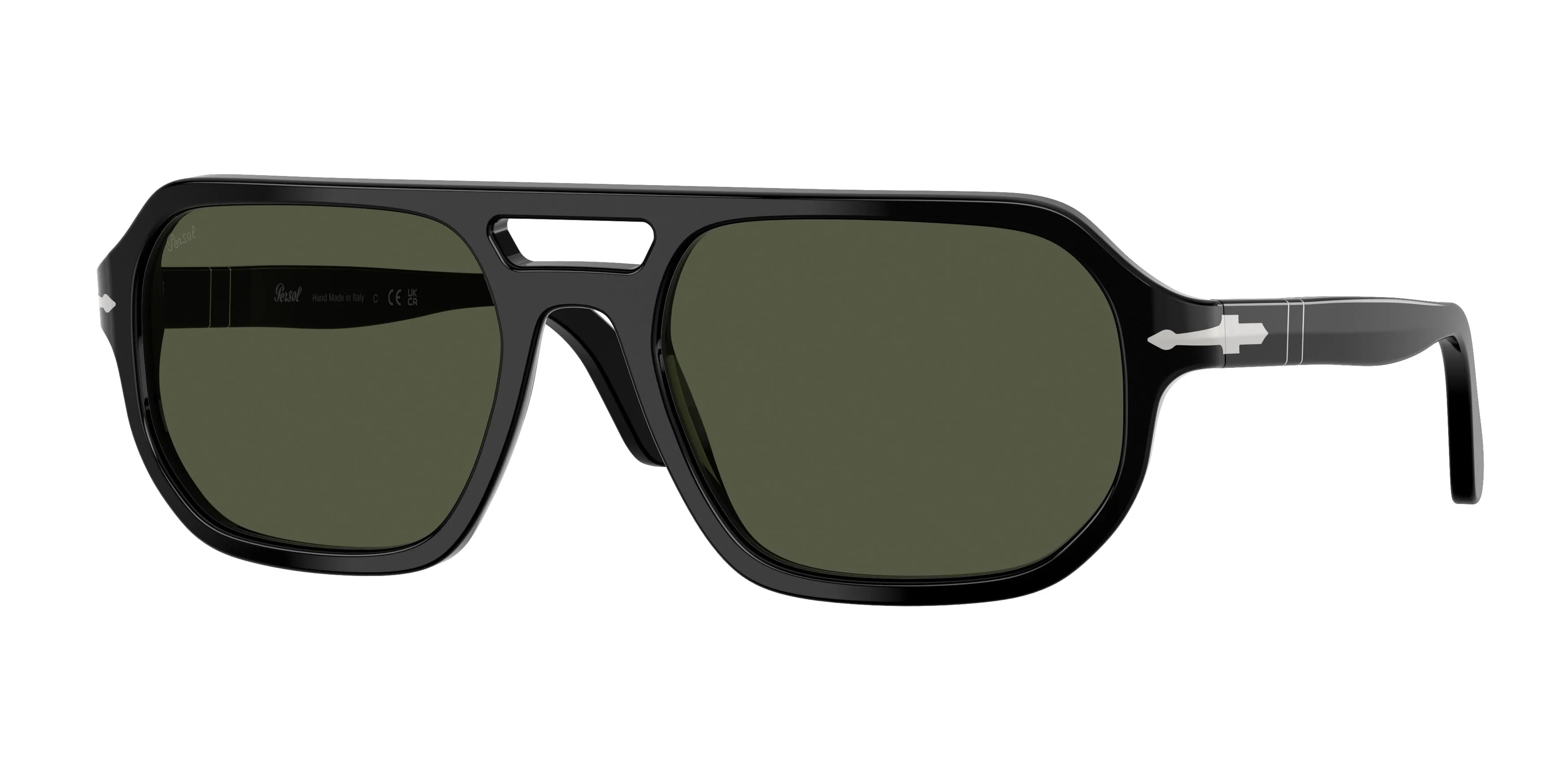 Persol PO3393S GUIDO 95/31 Occhiali da sole Acetato Nero Verde Pillow Normale - immagine 1