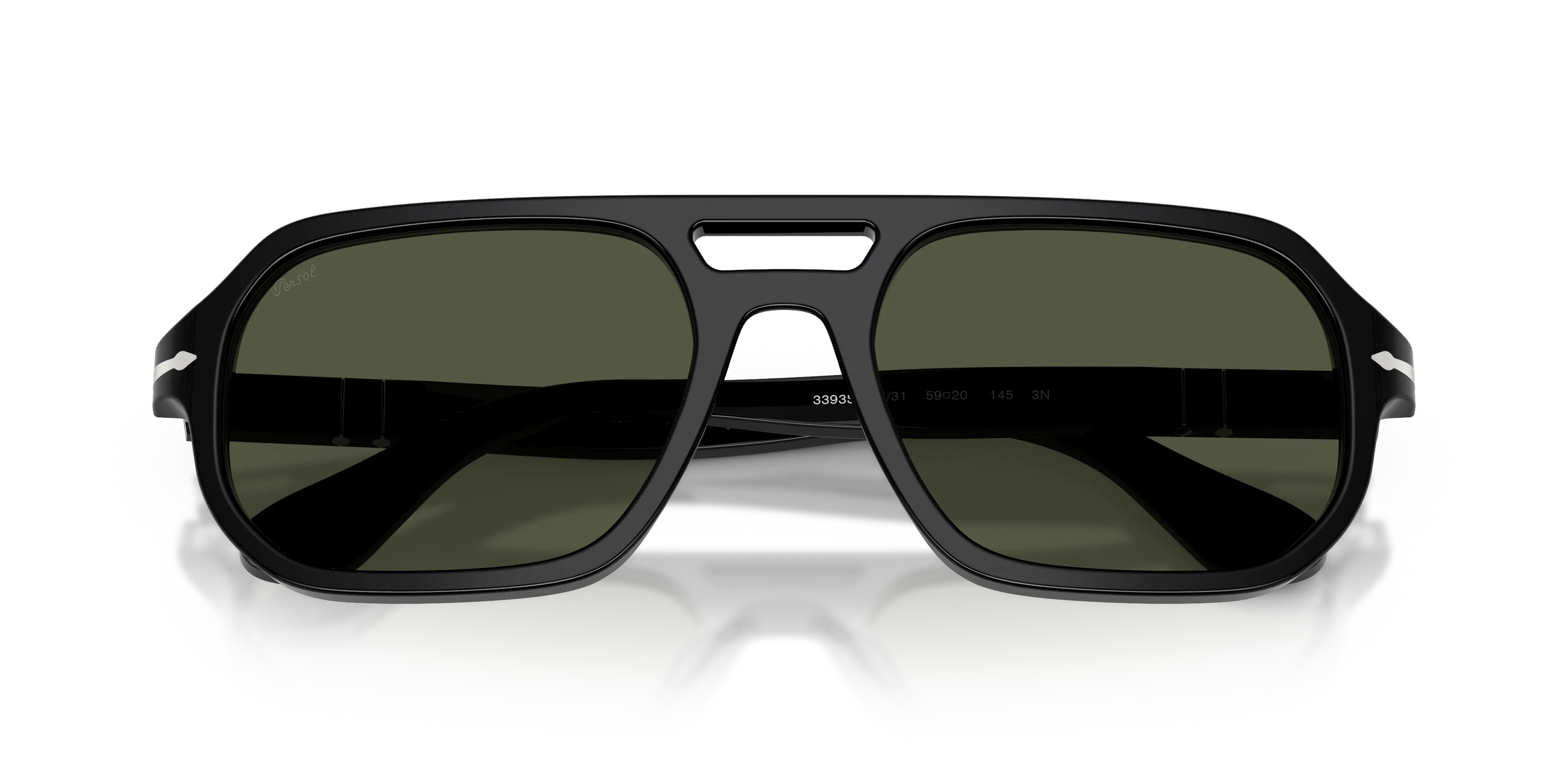 Persol PO3393S GUIDO 95/31 Occhiali da sole Acetato Nero Verde Pillow Normale - immagine 2