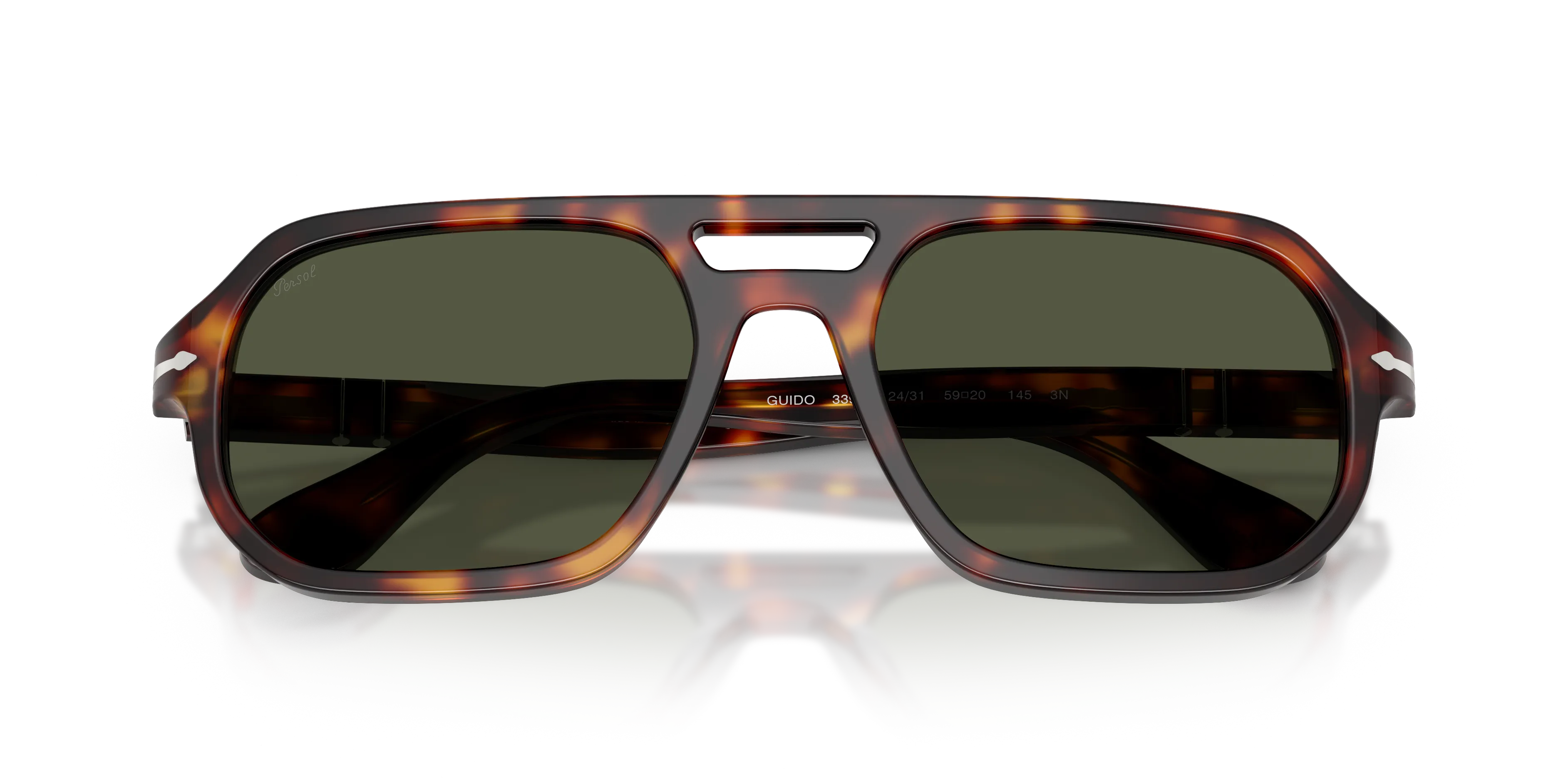 Persol PO3393S GUIDO 24/31 Occhiali da sole Acetato Tartaruga Verde Pillow Normale - immagine 2