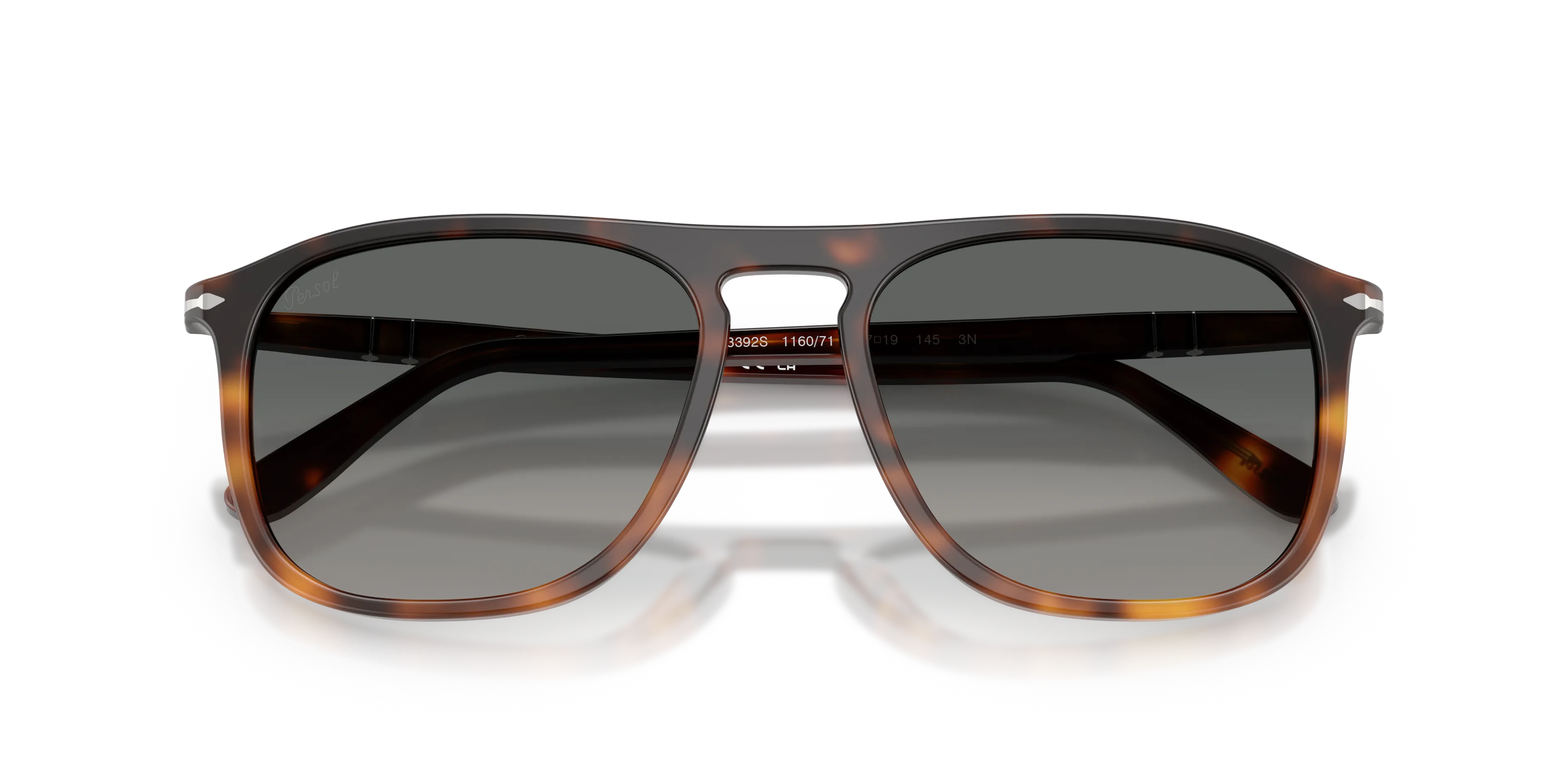 Persol PO3392S 116071 Occhiali da sole Acetato Oro Grigio Squadrata Normale Sfumato - immagine 2