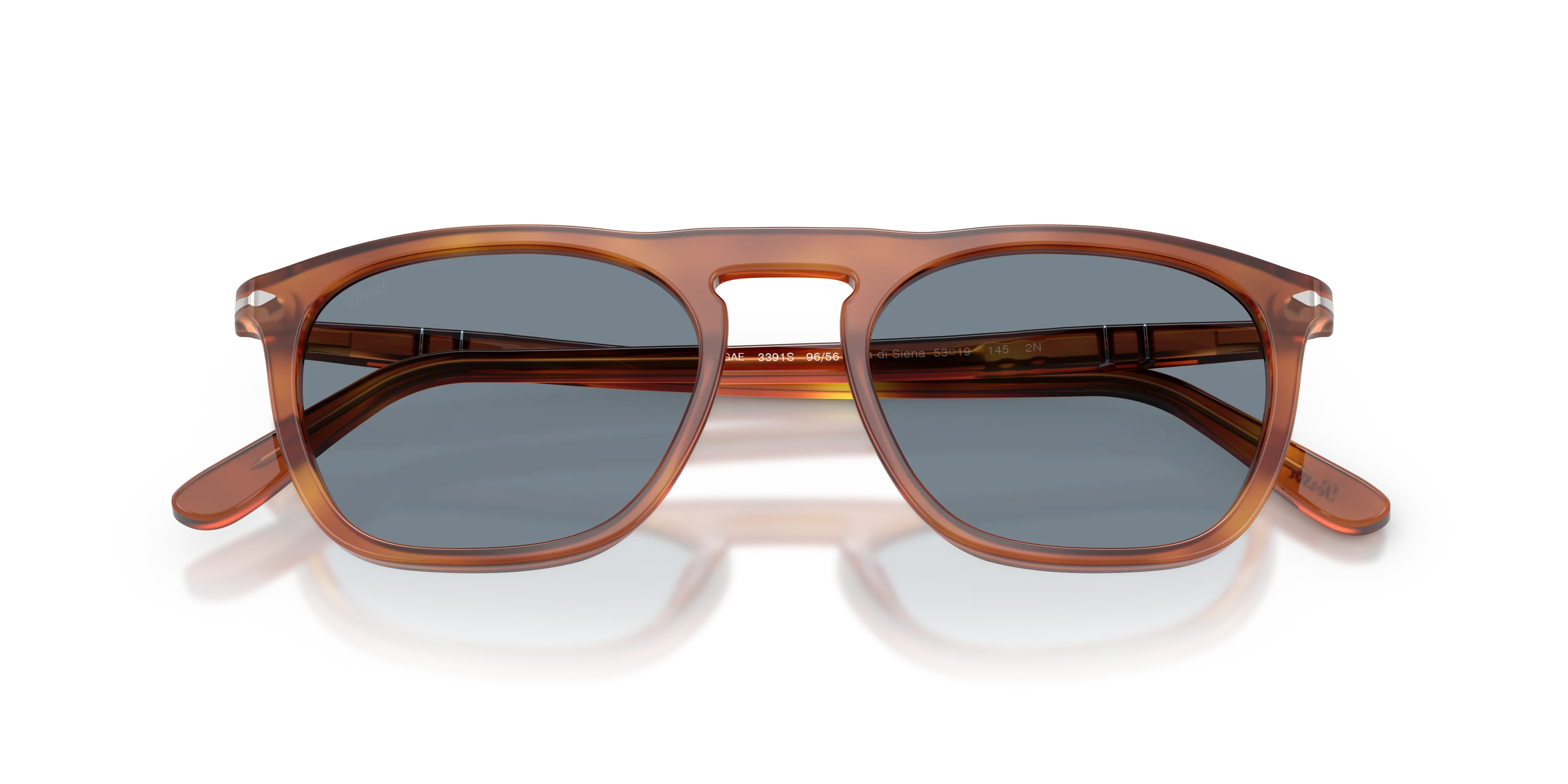 Persol PO3391S GAE 96/56 Occhiali da sole Acetato Marrone Blu Squadrata Normale - immagine 2