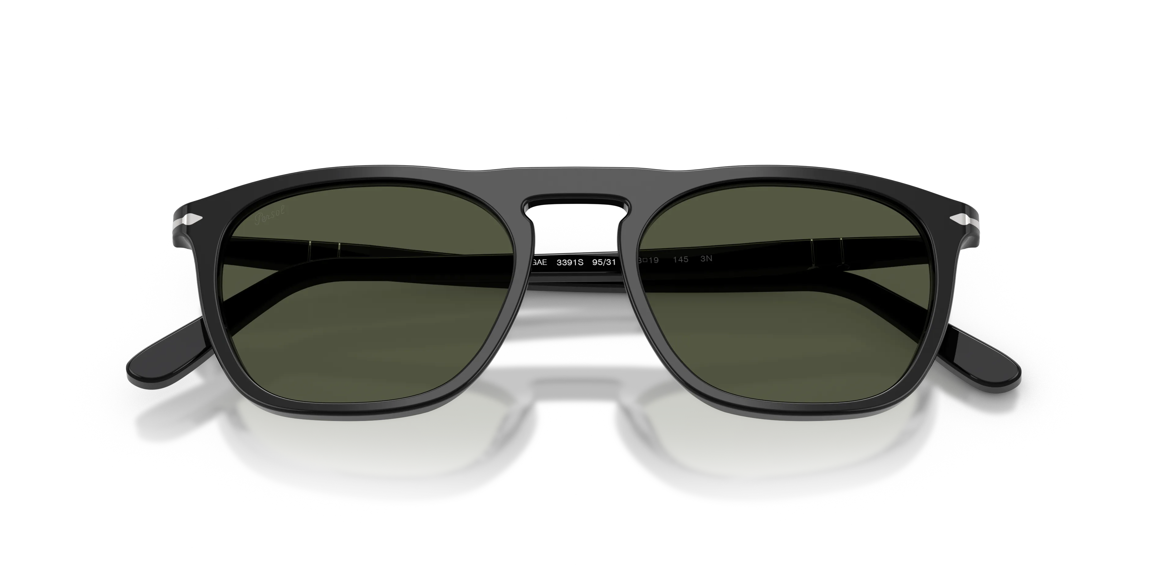 Persol PO3391S GAE 95/31 Occhiali da sole Acetato Nero Verde Squadrata Normale - immagine 2