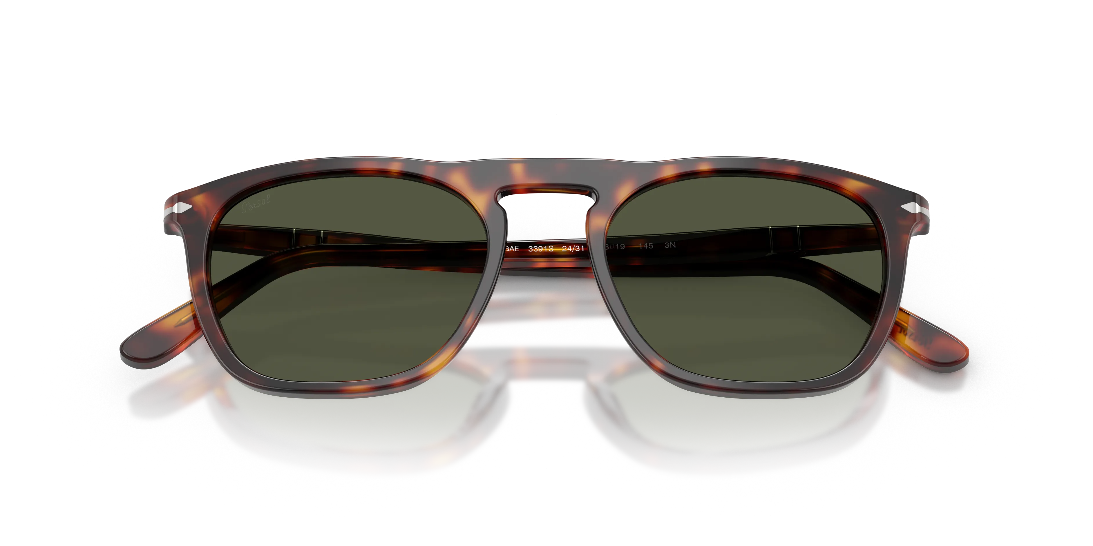 Persol PO3391S GAE 24/31 Occhiali da sole Acetato Tartaruga Verde Squadrata Normale - immagine 2