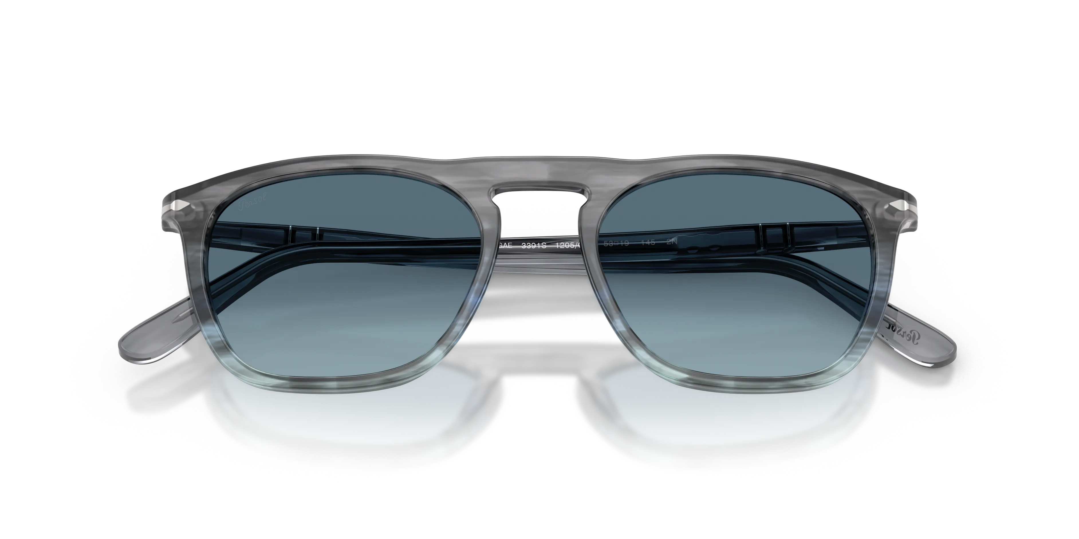 Persol PO3391S GAE 1205Q8 Occhiali da sole Acetato Grigio Blu Squadrata Normale Sfumato - immagine 2