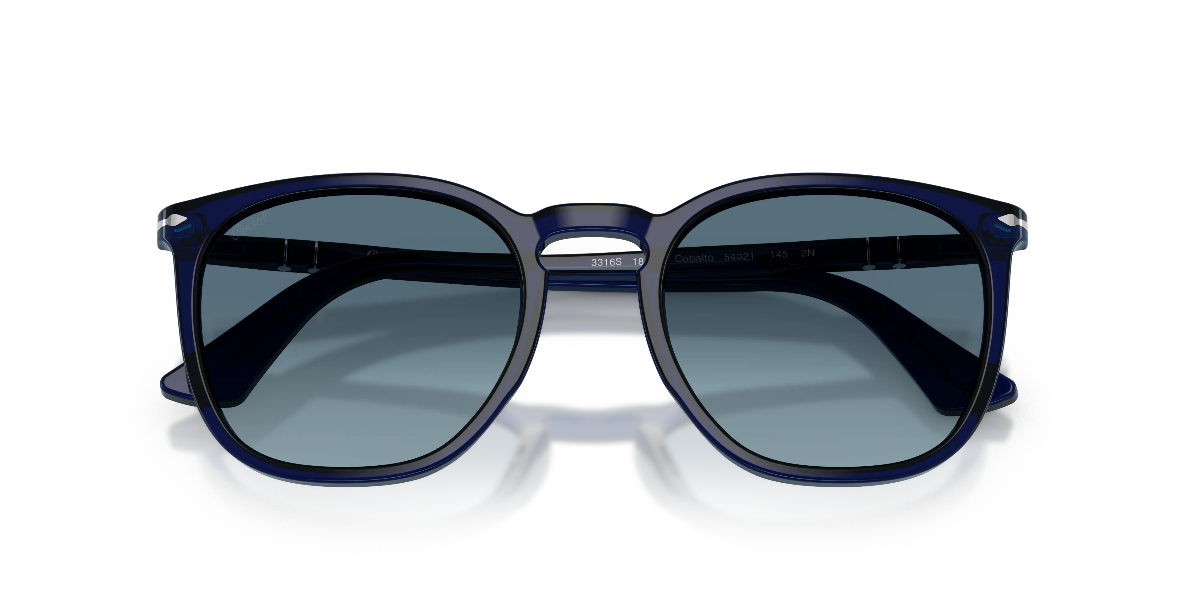 Persol PO3316S 181/Q8 Occhiali da sole Acetato Blu Blu Rotonda Normale Sfumato - immagine 2