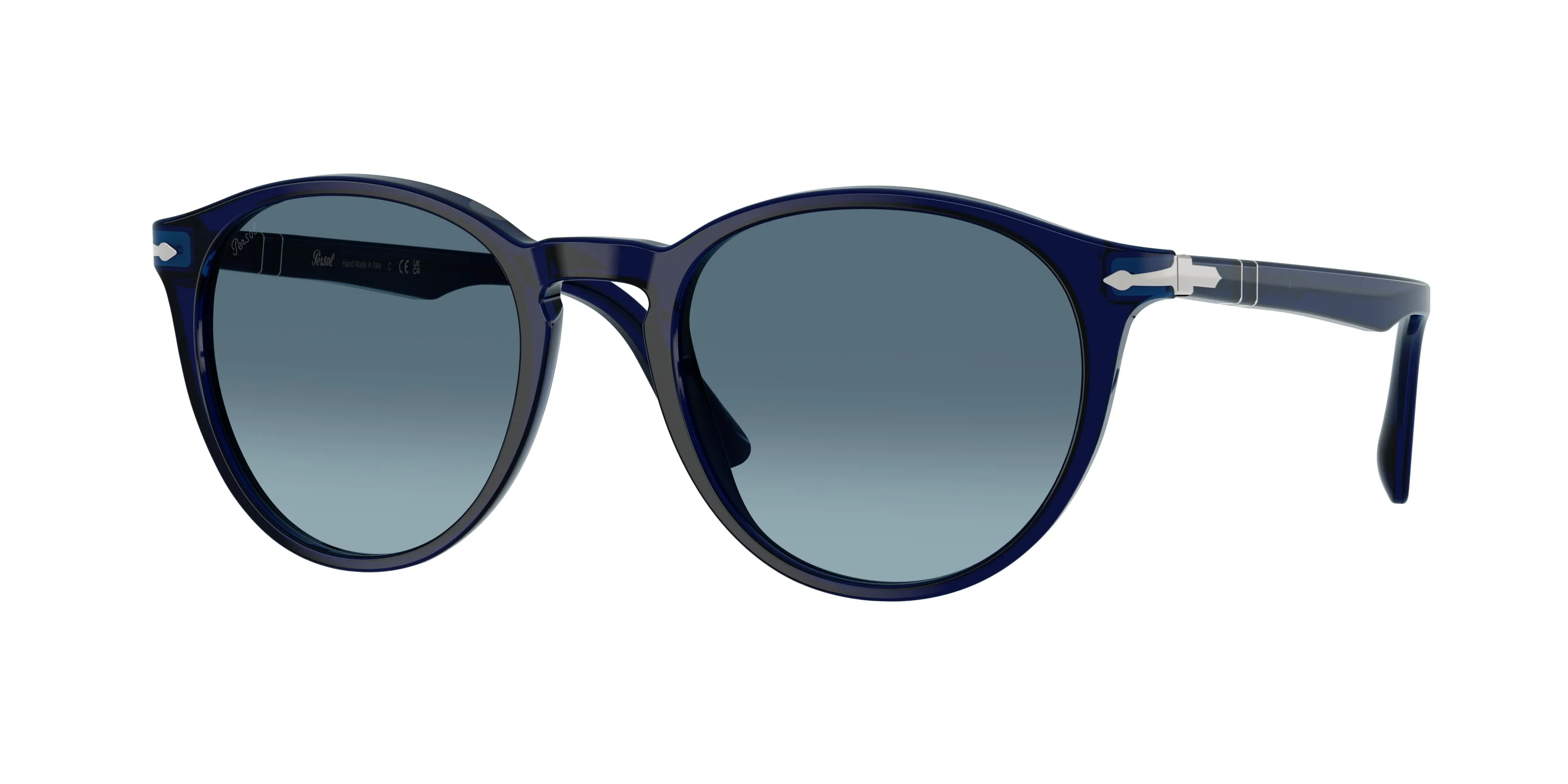 Persol PO3152S 181/Q8 Occhiali da sole Acetato Blu Blu Rotonda Normale Sfumato - immagine 1