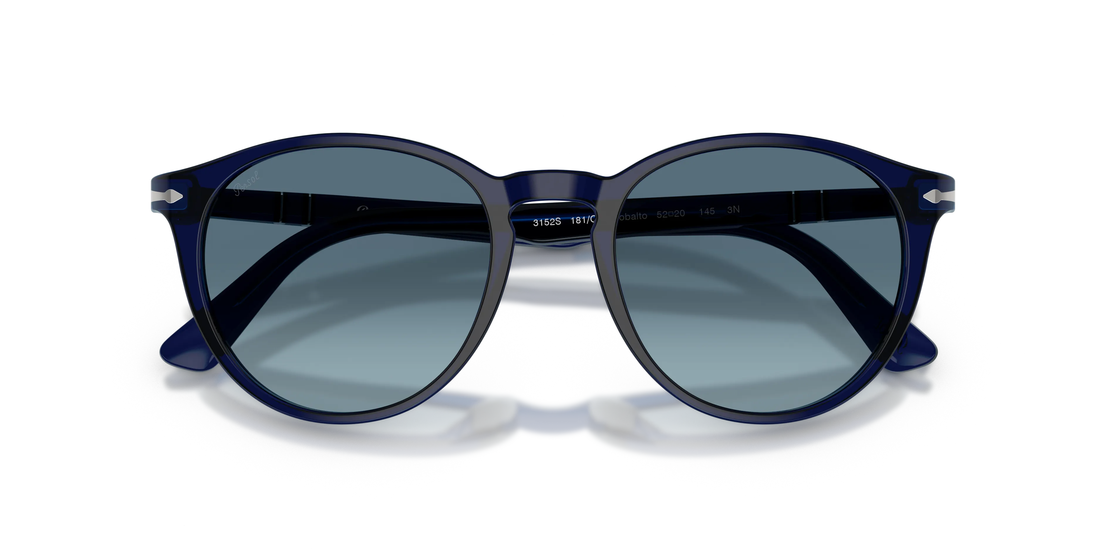 Persol PO3152S 181/Q8 Occhiali da sole Acetato Blu Blu Rotonda Normale Sfumato - immagine 2