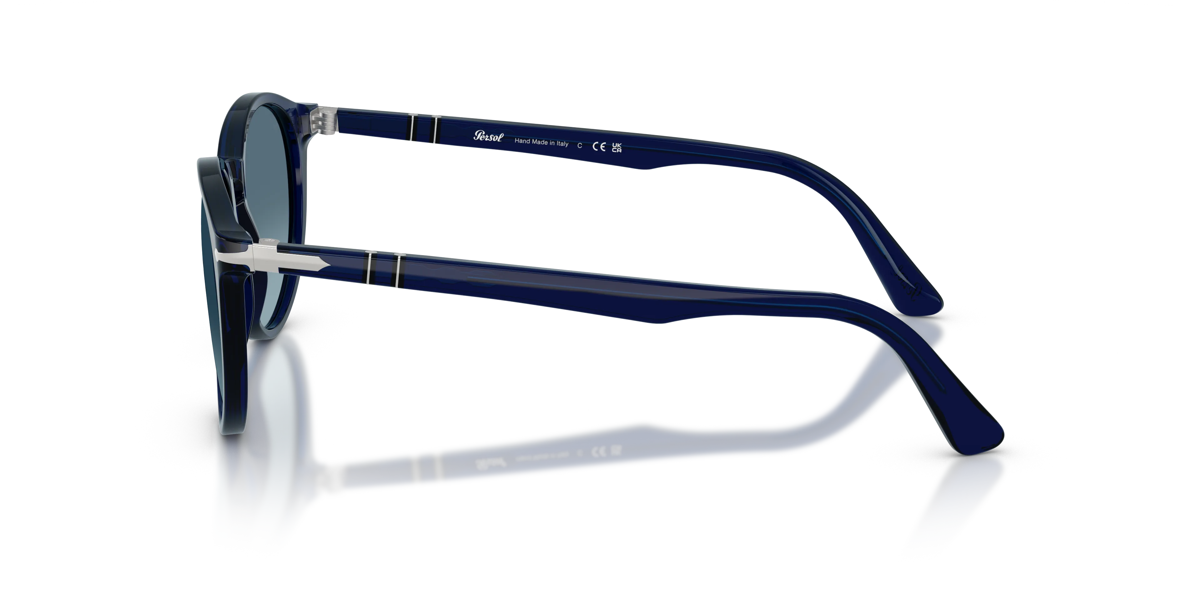 Persol PO3152S 181/Q8 Occhiali da sole Acetato Blu Blu Rotonda Normale Sfumato - immagine 4
