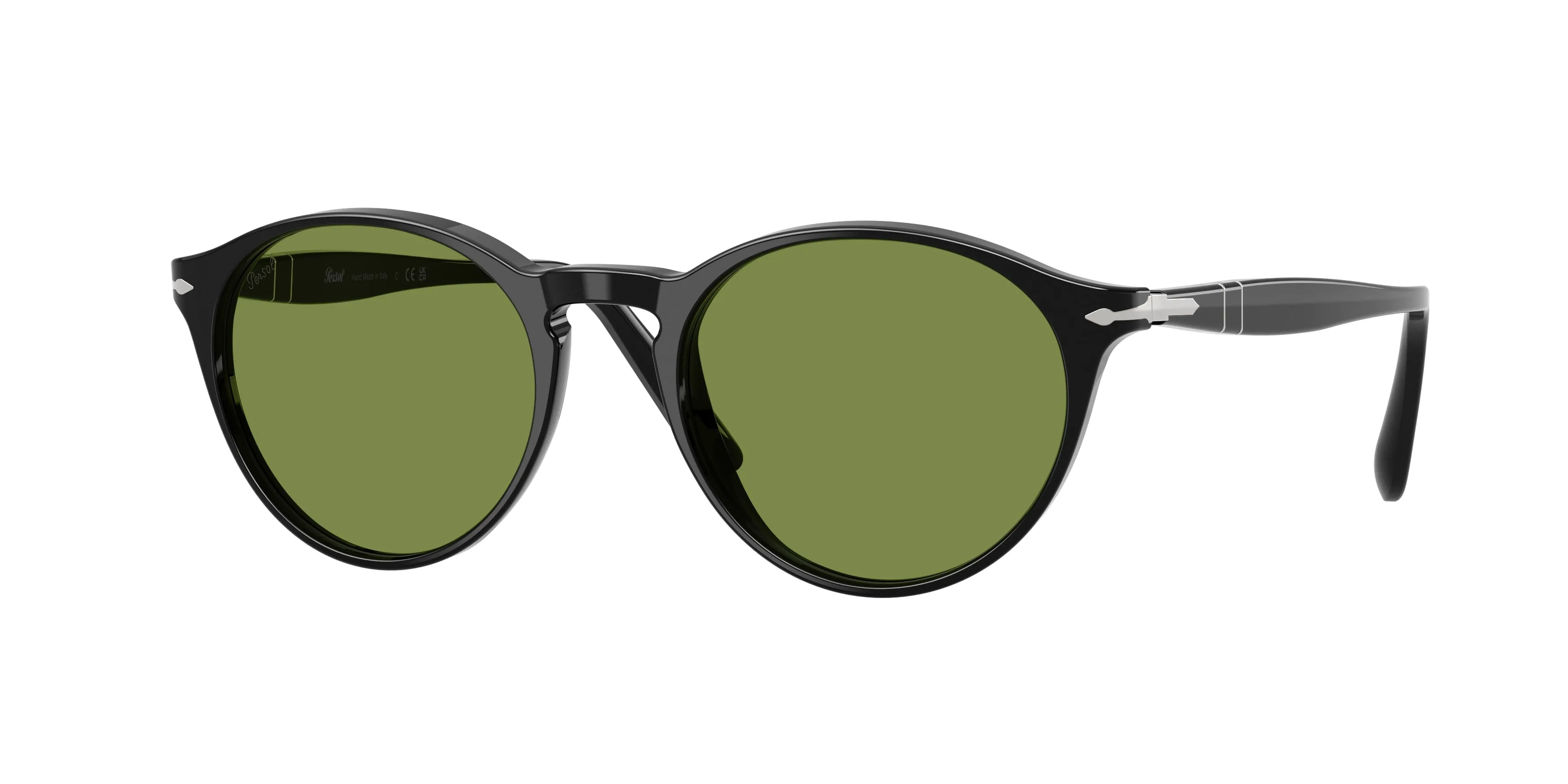 Persol PO3092SM 95/4E Occhiali da sole Acetato Nero Verde Rotonda Normale - immagine 1