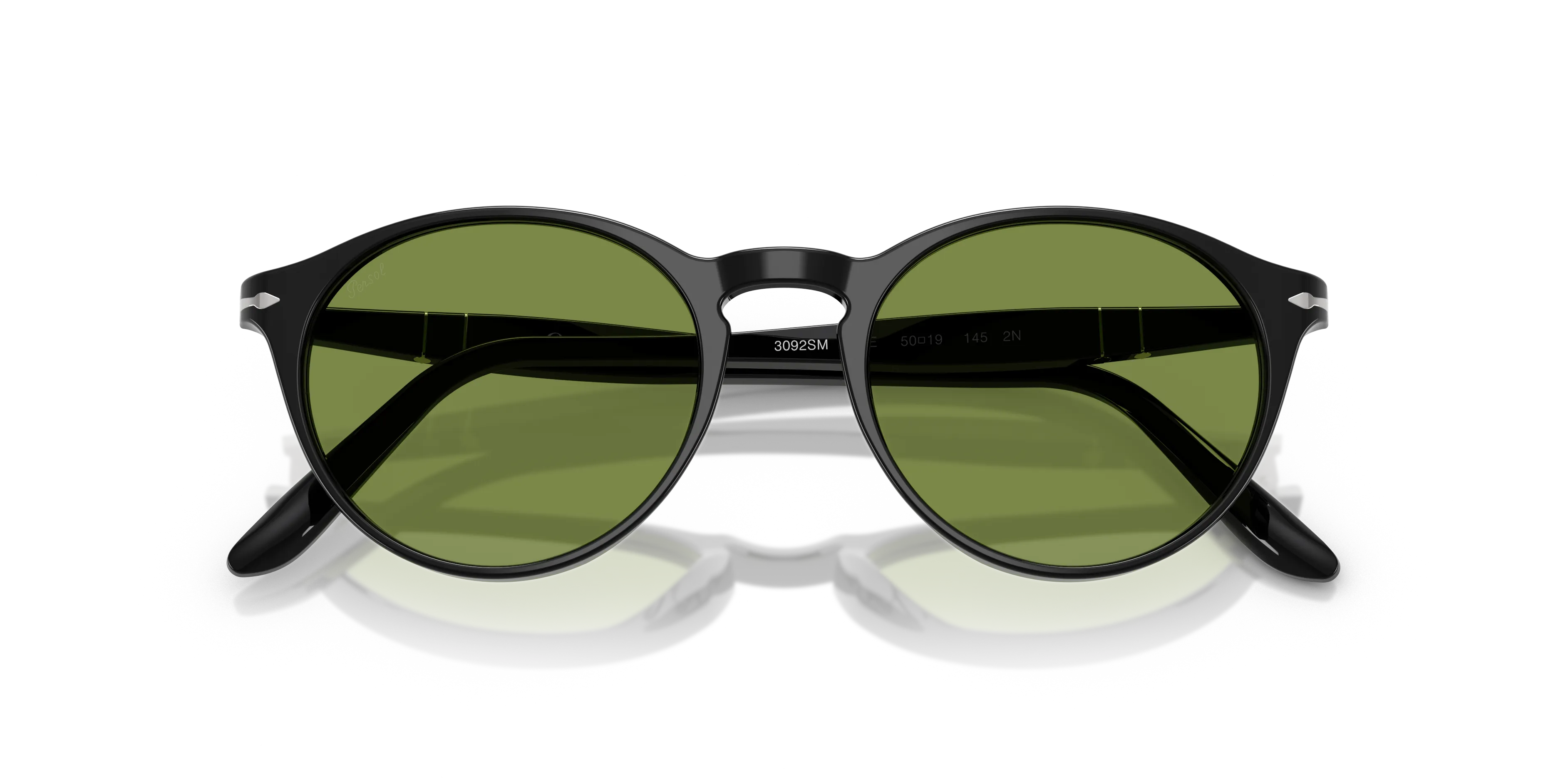 Persol PO3092SM 95/4E Occhiali da sole Acetato Nero Verde Rotonda Normale - immagine 2