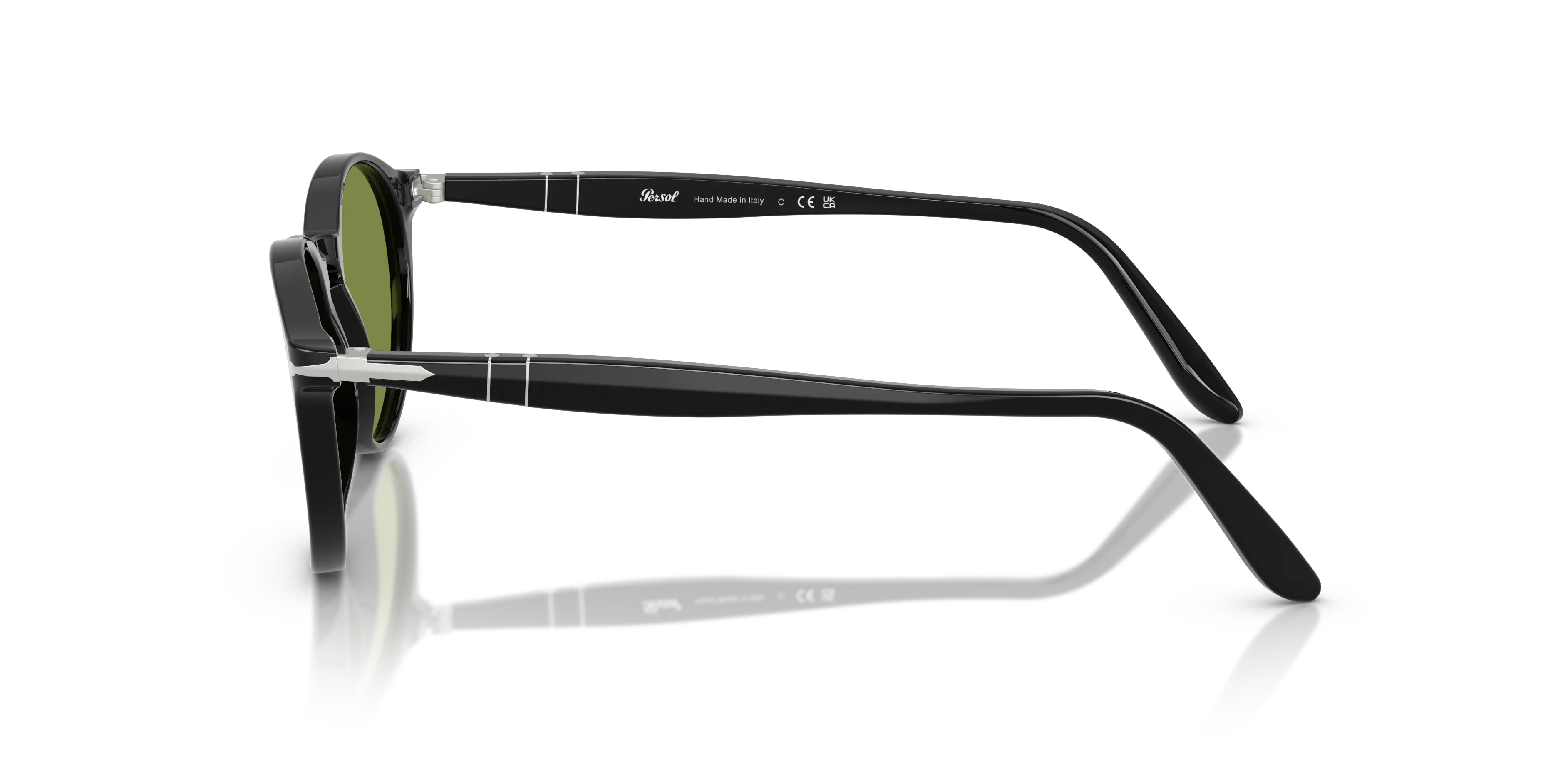 Persol PO3092SM 95/4E Occhiali da sole Acetato Nero Verde Rotonda Normale - immagine 4