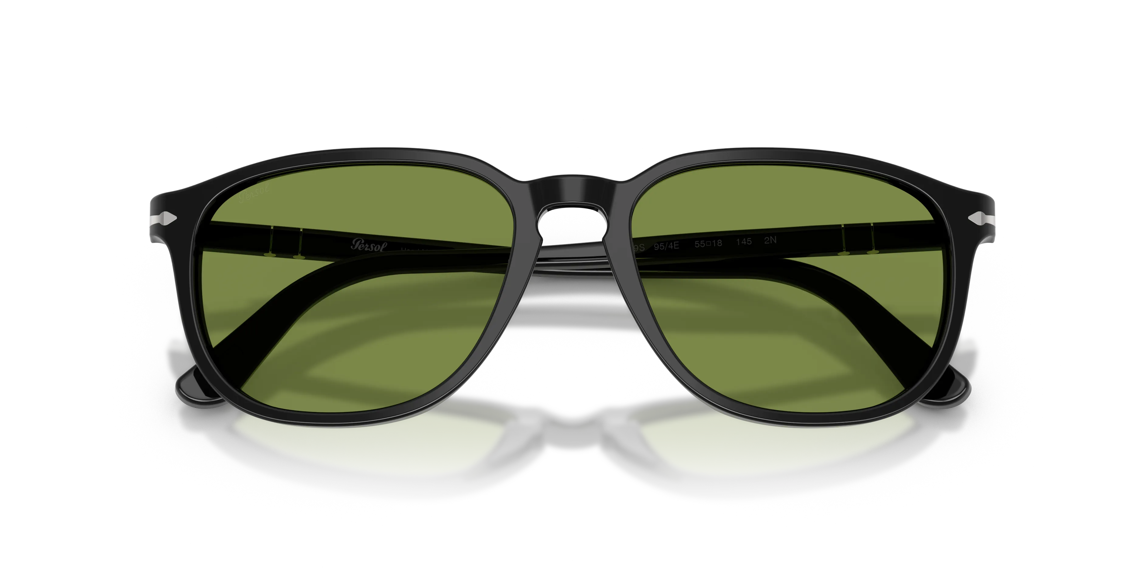 Persol PO3019S 95/4E Occhiali da sole Acetato Nero Verde Squadrata Normale - immagine 2