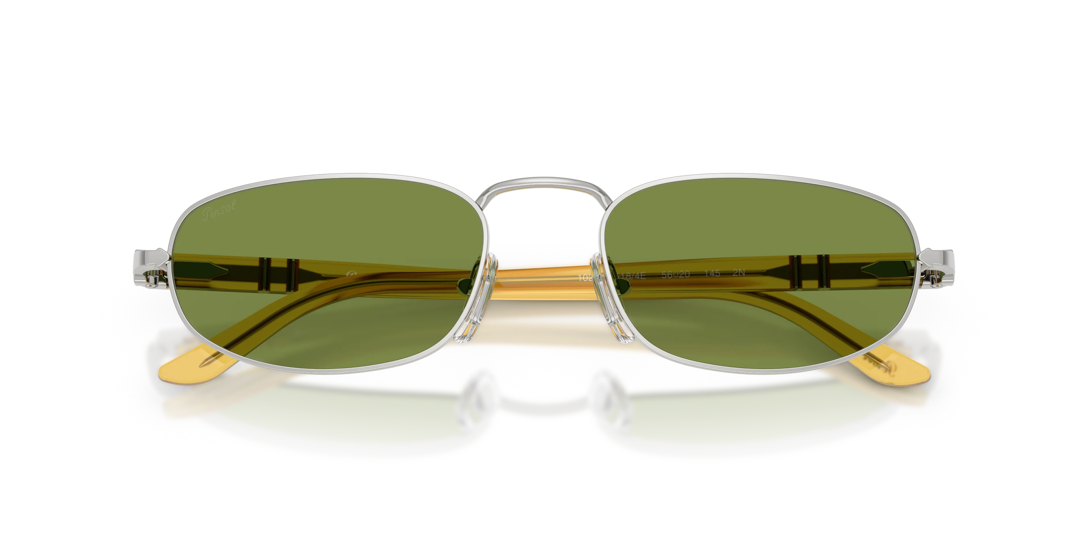 Persol PO1028S 518/4E Occhiali da sole Metallo Argento Verde Pillow Normale - immagine 2