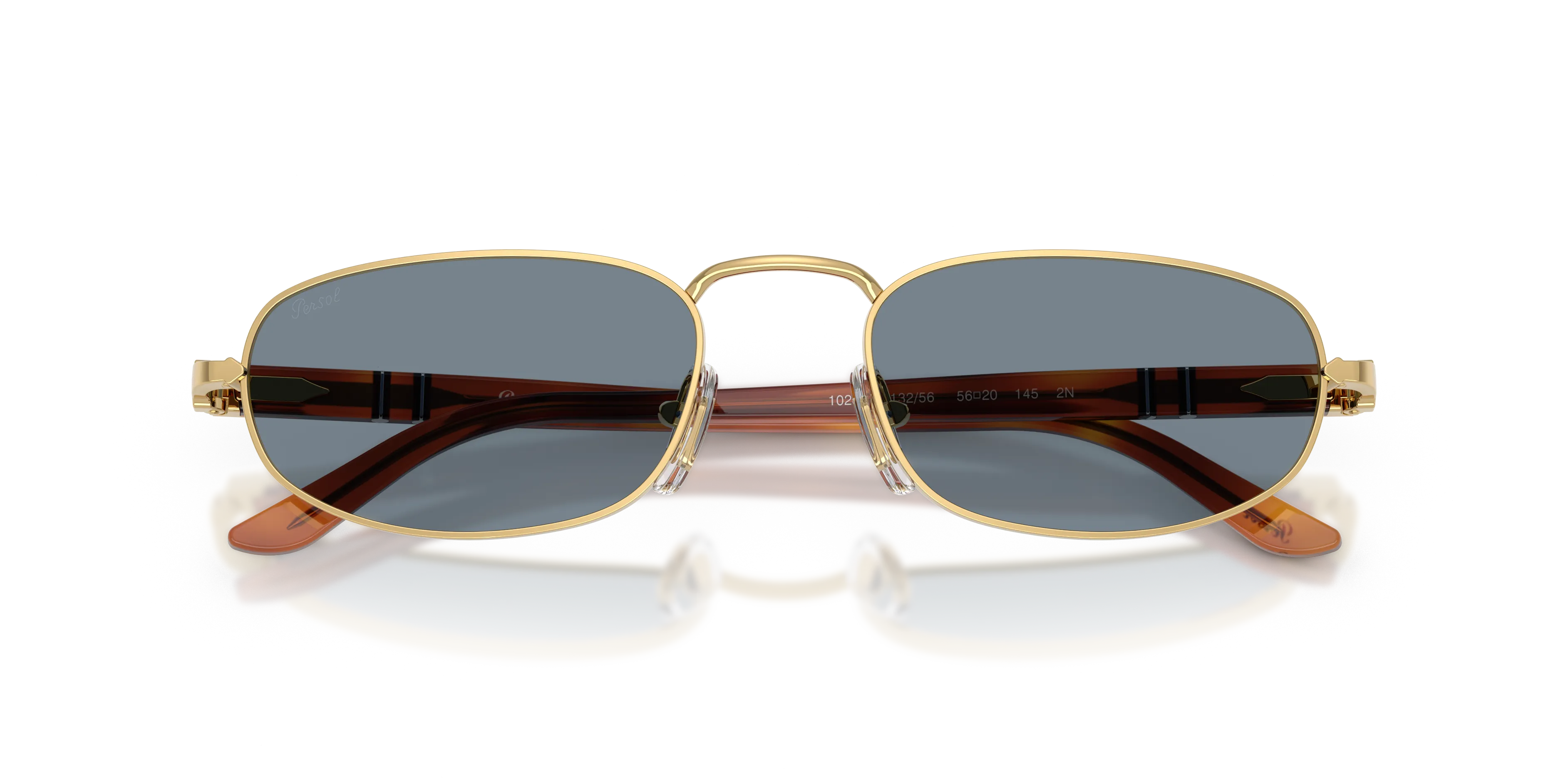 Persol PO1028S 113256 Occhiali da sole Metallo Oro Blu Pillow Normale - immagine 2