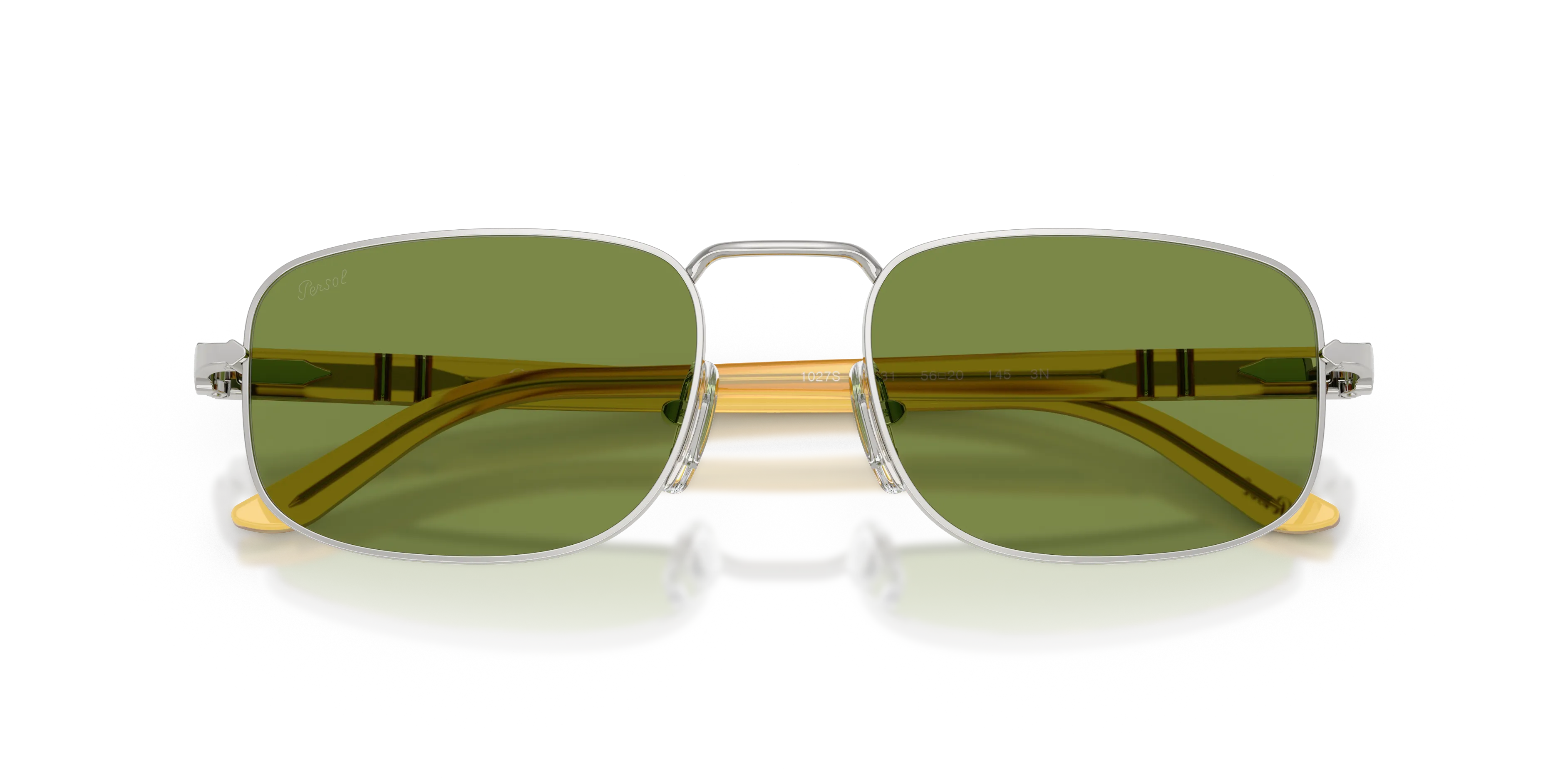 Persol PO1027S 518/4E Occhiali da sole Metallo Argento Verde Pillow Normale - immagine 2
