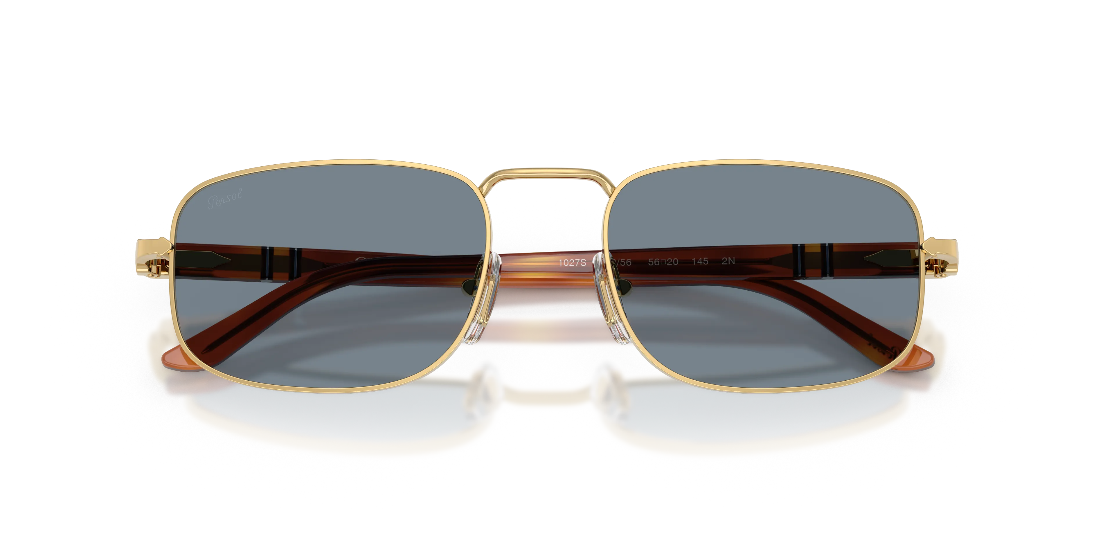 Persol PO1027S 113256 Occhiali da sole Metallo Oro Blu Pillow Normale - immagine 2